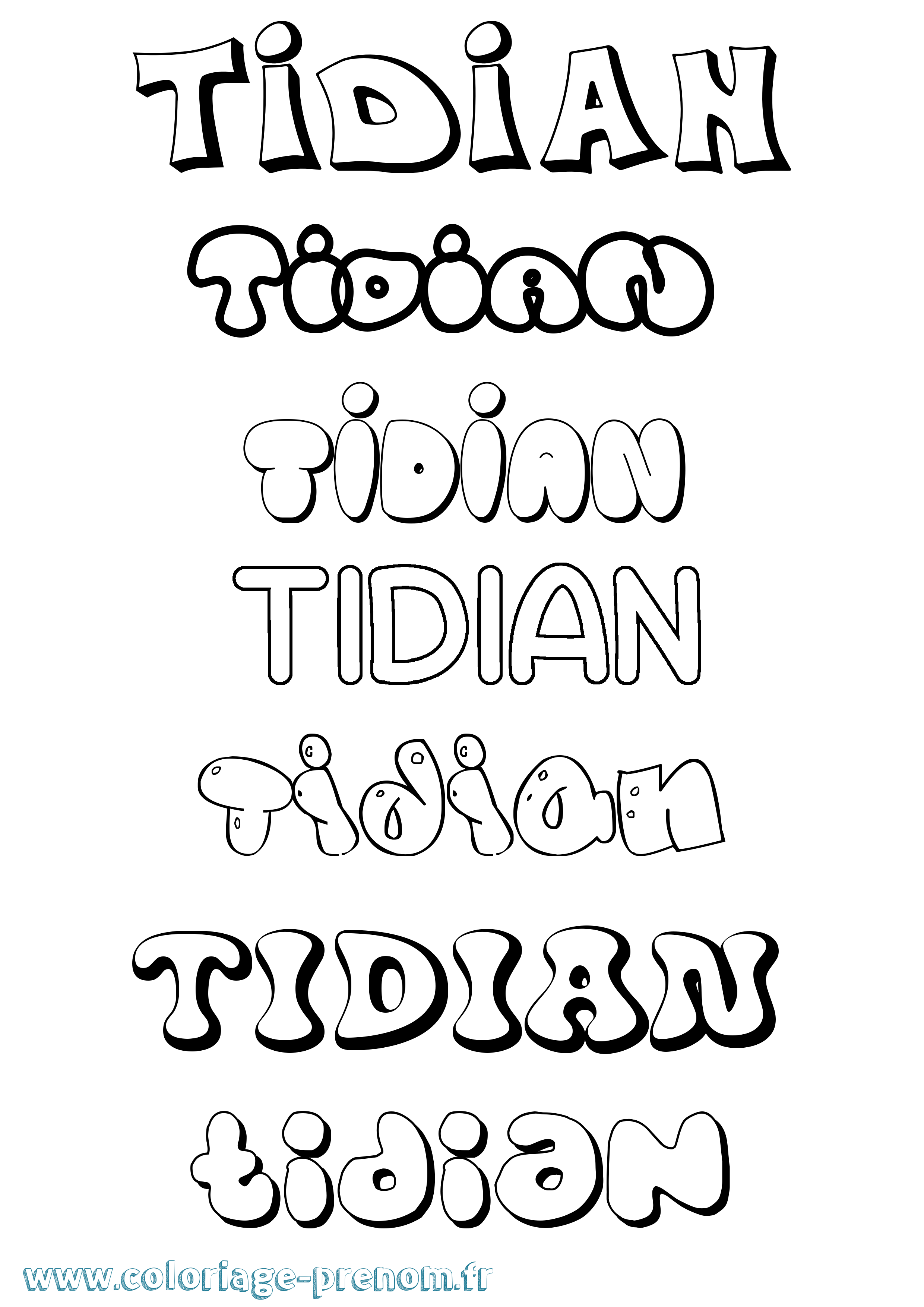 Coloriage Tidian Bubble Coloriage prénom Tidian Bubble
