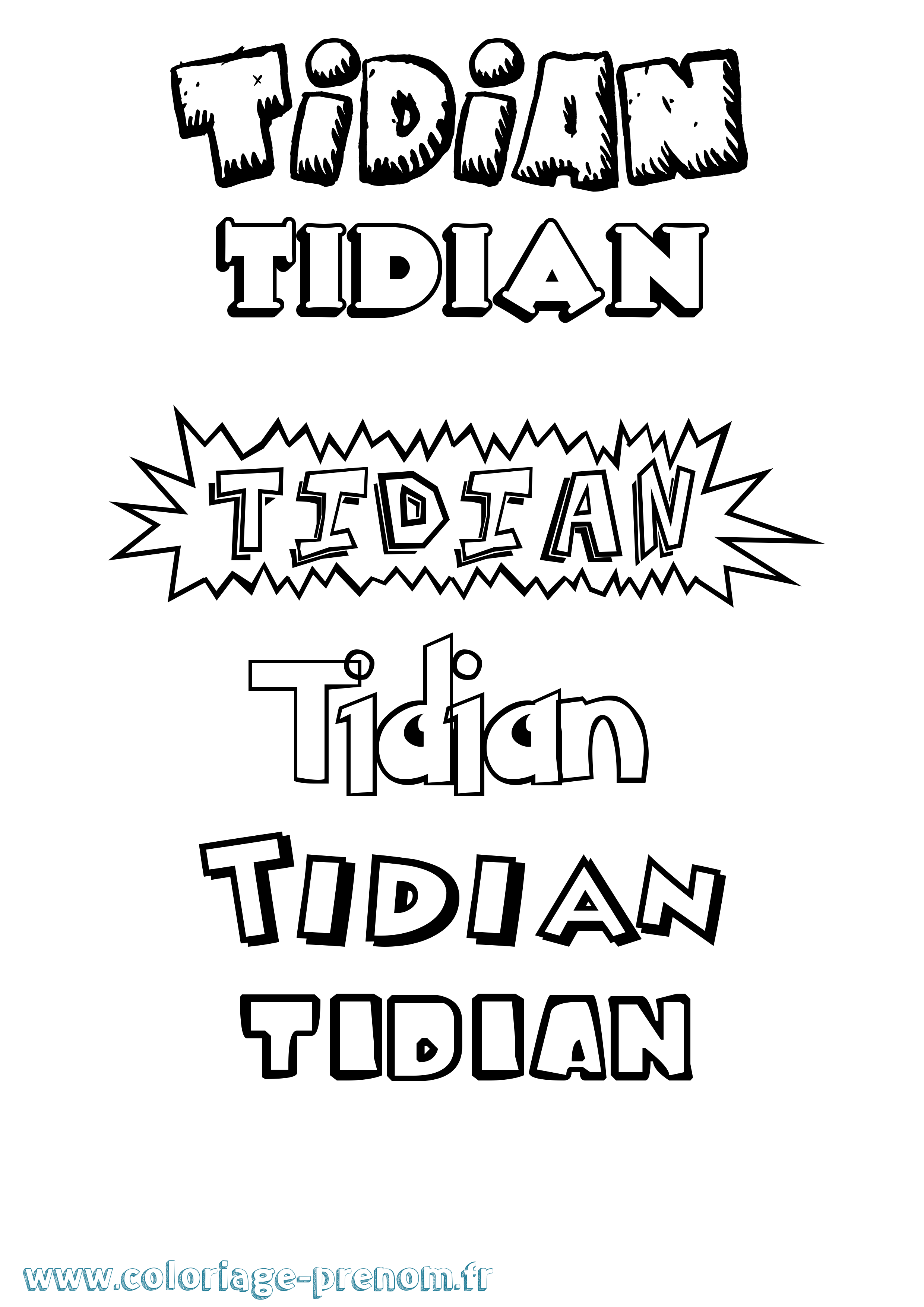 Coloriage Tidian Dessin Animé Coloriage prénom Tidian Dessin Animé