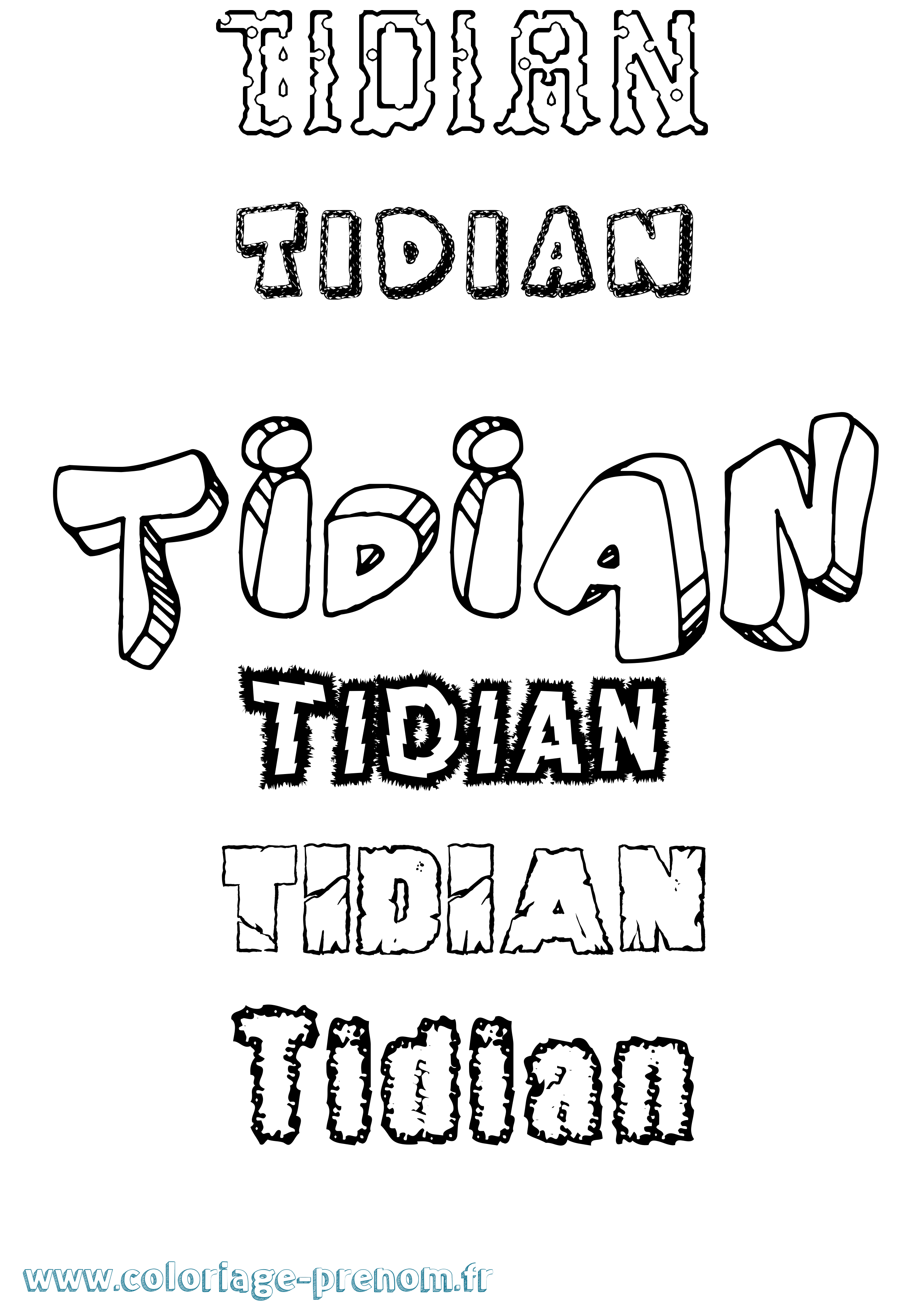 Coloriage Tidian Destructuré Coloriage prénom Tidian Destructuré