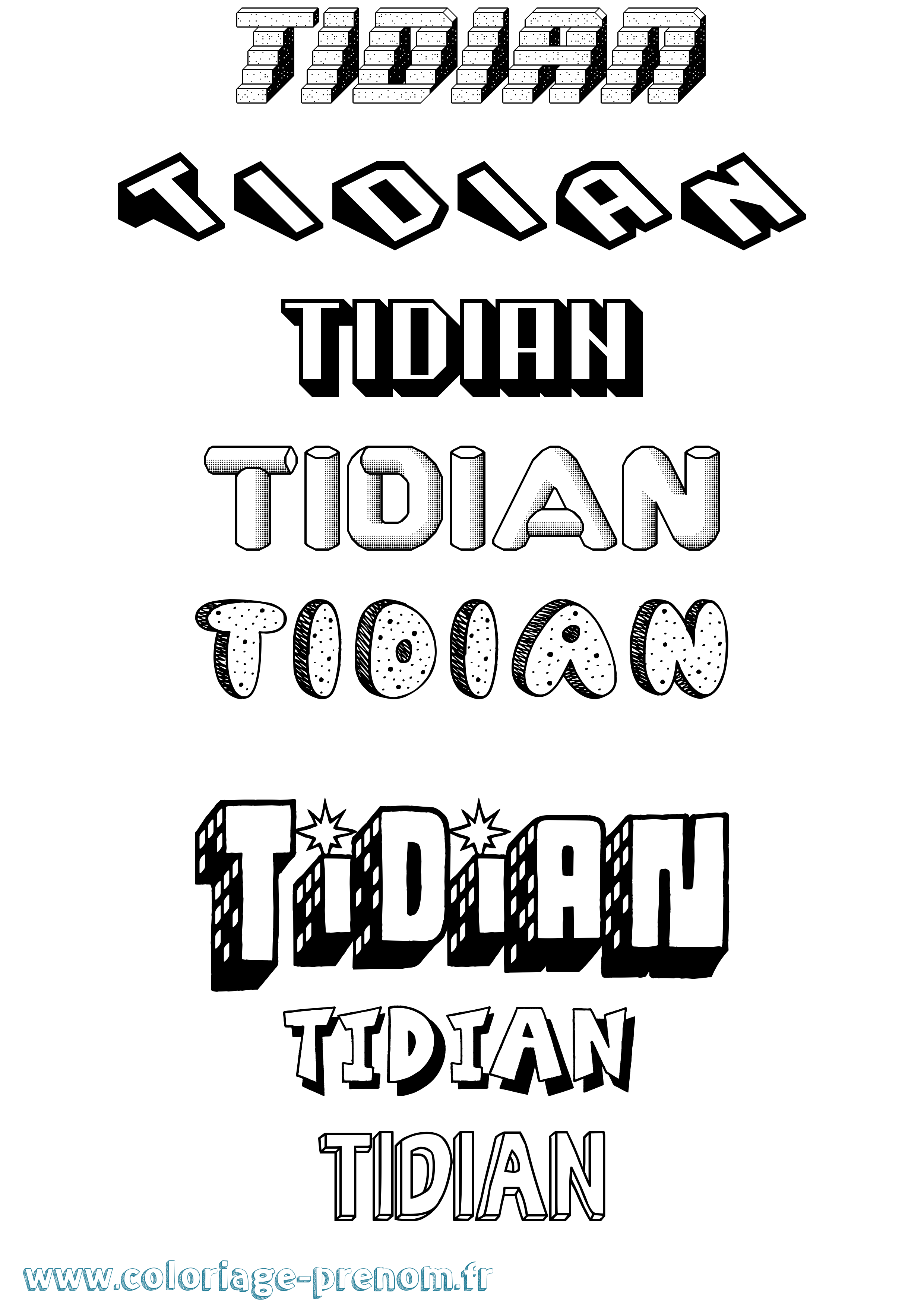 Coloriage Tidian Effet 3D Coloriage prénom Tidian Effet 3D