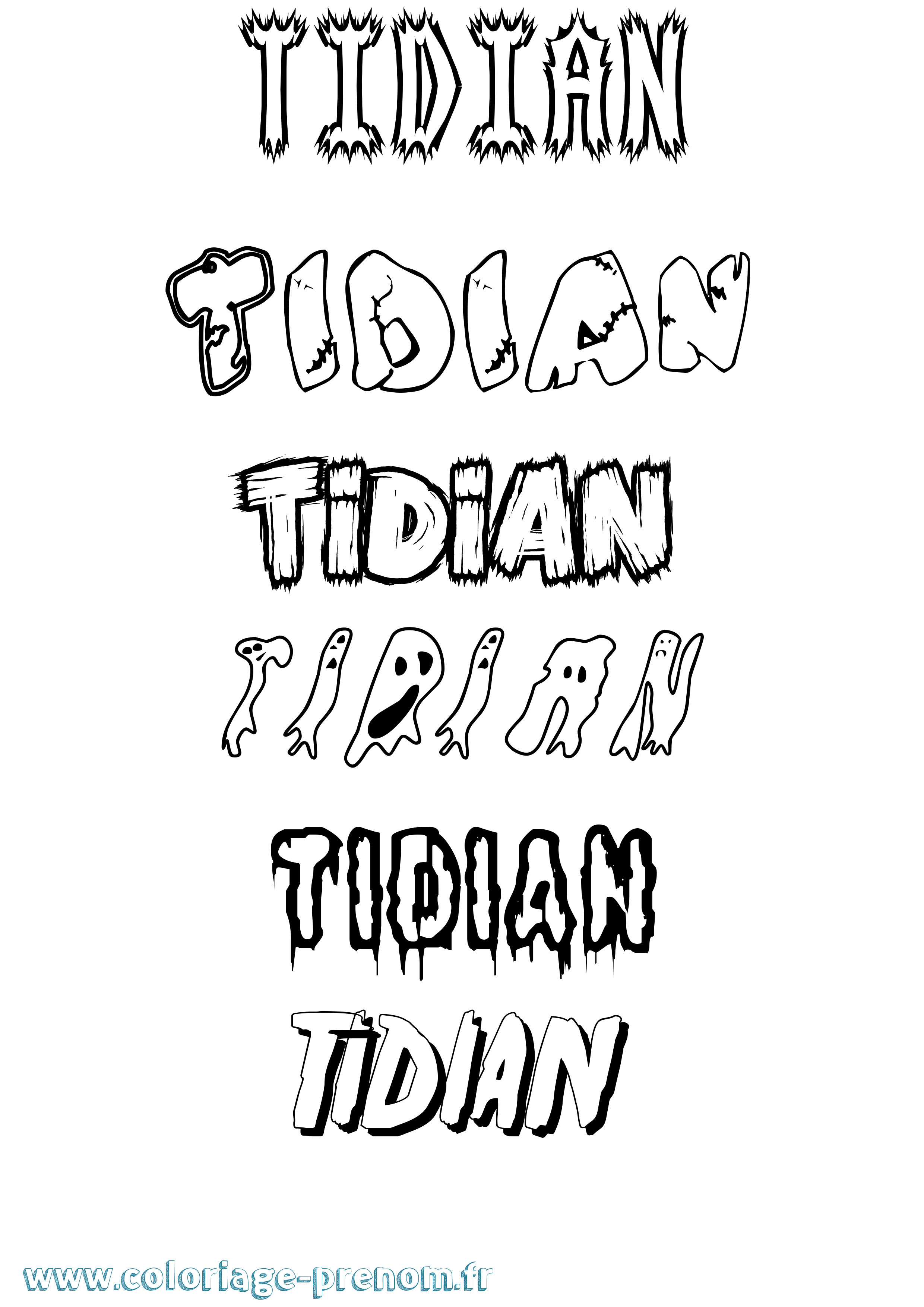Coloriage Tidian Frisson Coloriage prénom Tidian Frisson