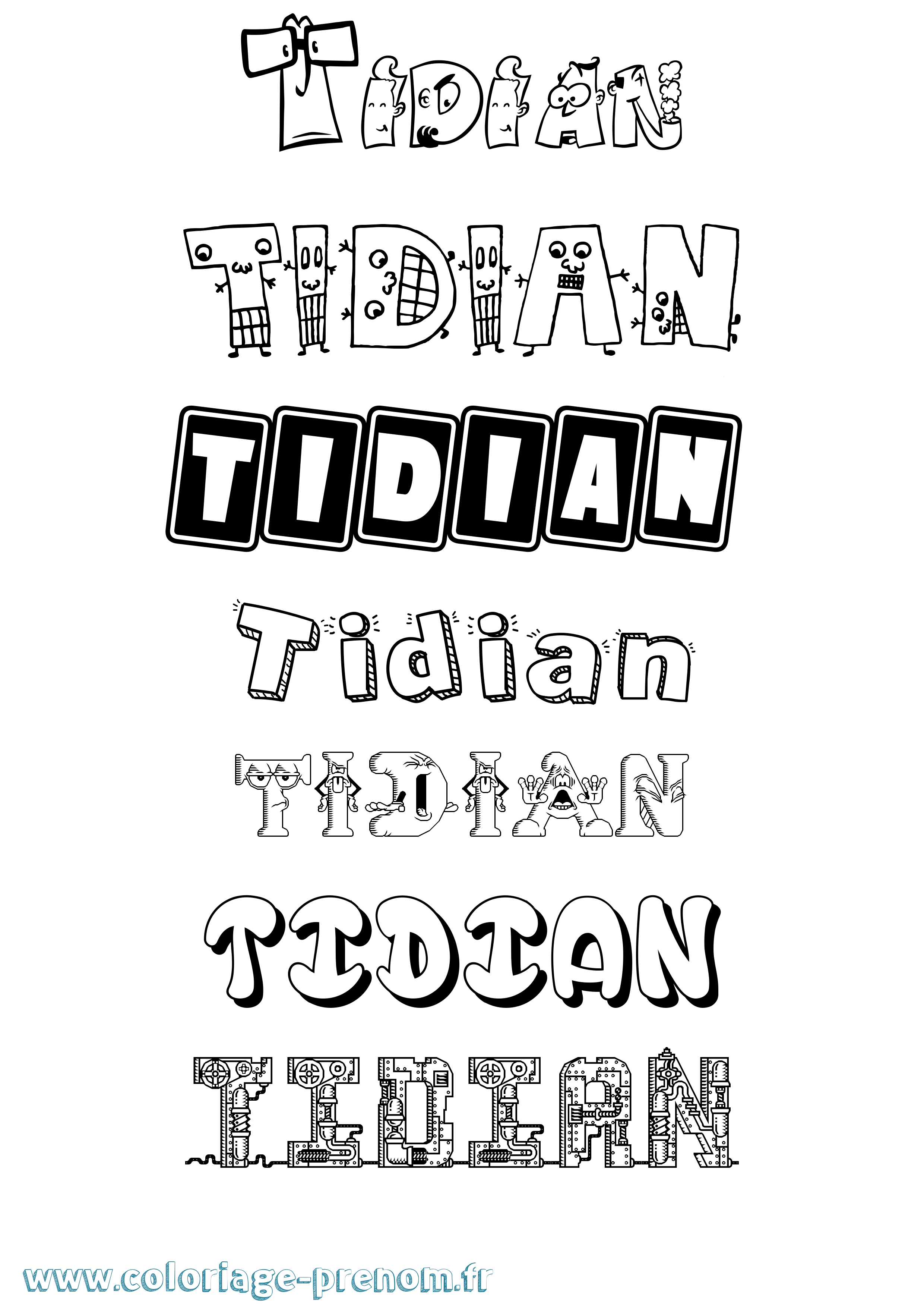 Coloriage Tidian Fun Coloriage prénom Tidian Fun