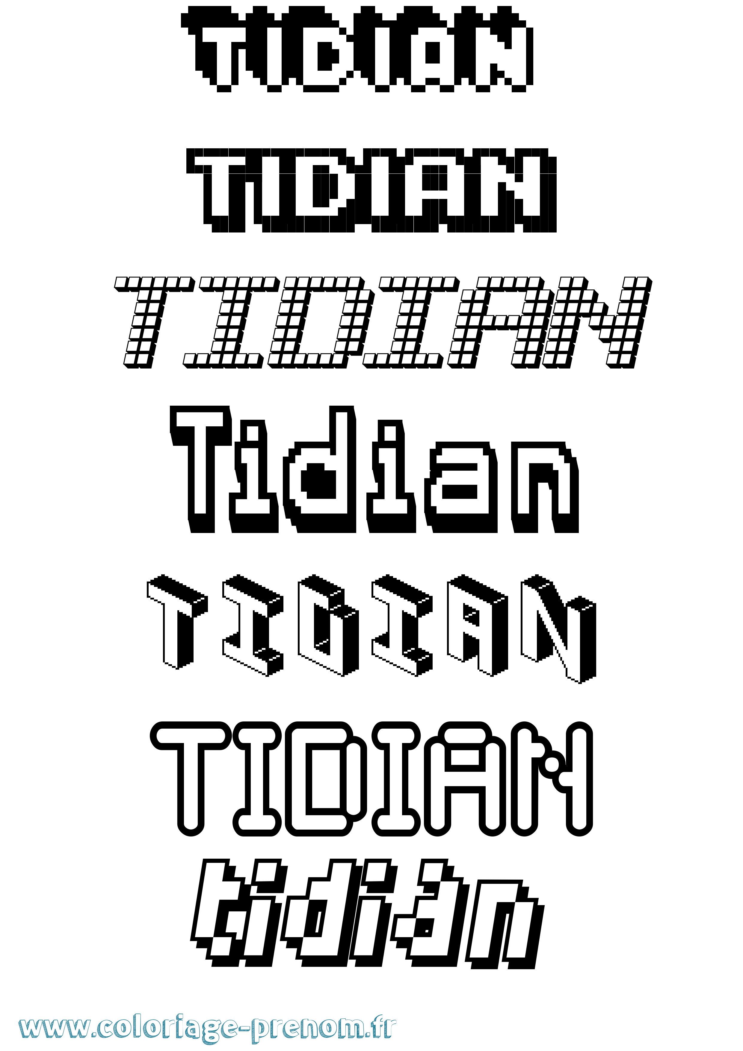 Coloriage Tidian Pixel Coloriage prénom Tidian Pixel