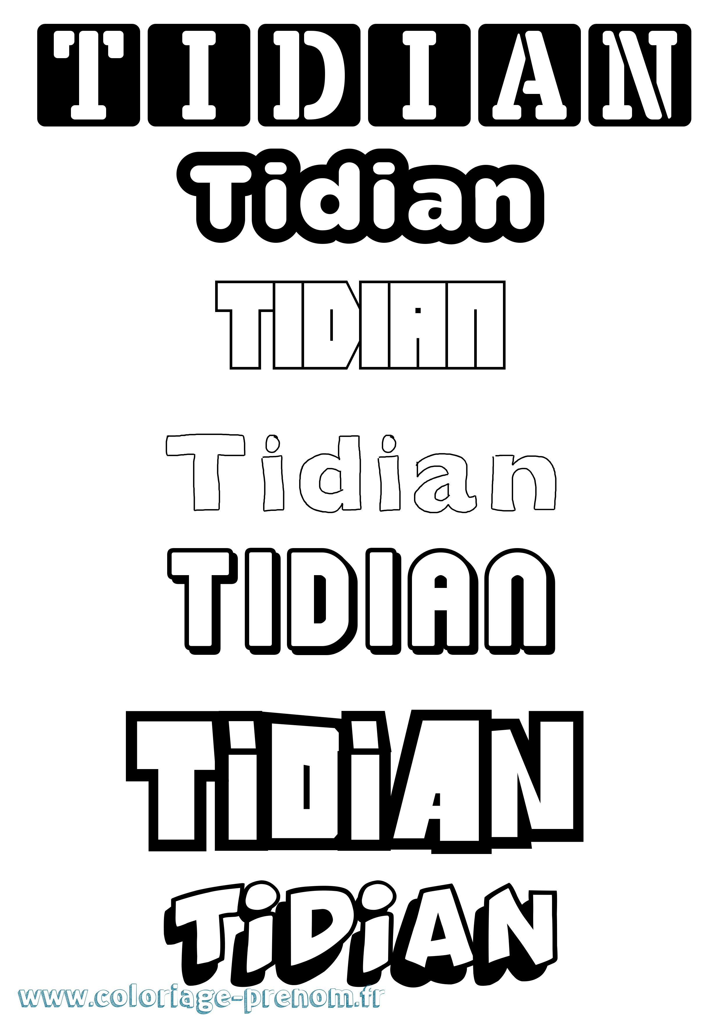 Coloriage Tidian Simple Coloriage prénom Tidian Simple