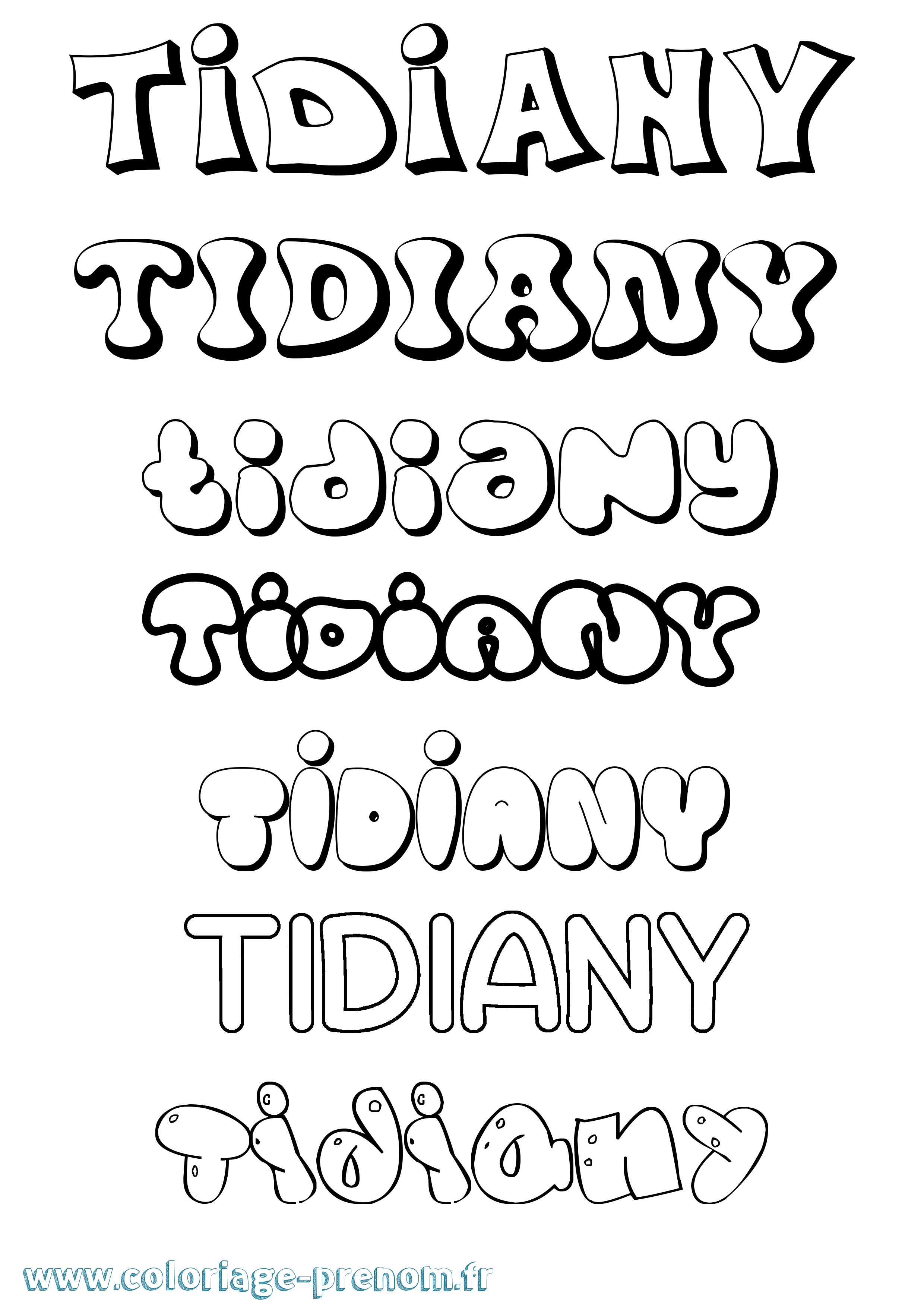 Coloriage Tidiany Bubble Coloriage prénom Tidiany Bubble