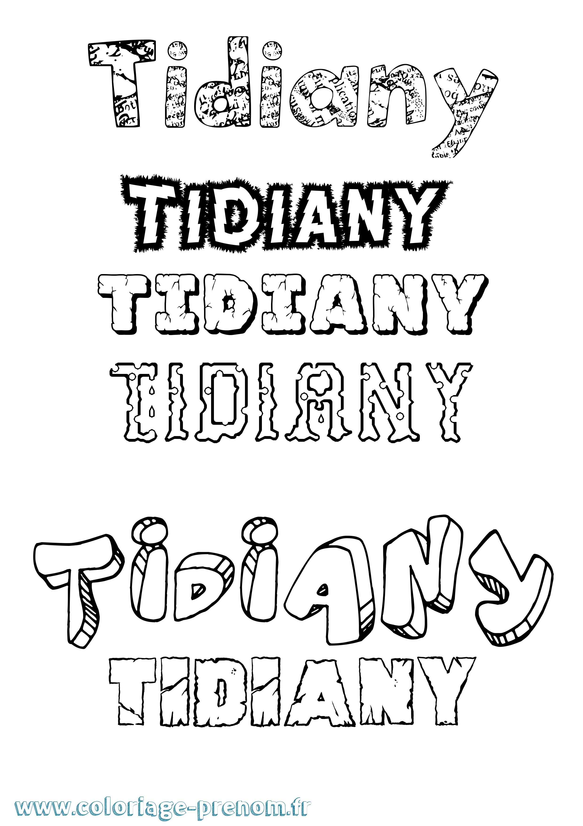 Coloriage Tidiany Destructuré Coloriage prénom Tidiany Destructuré