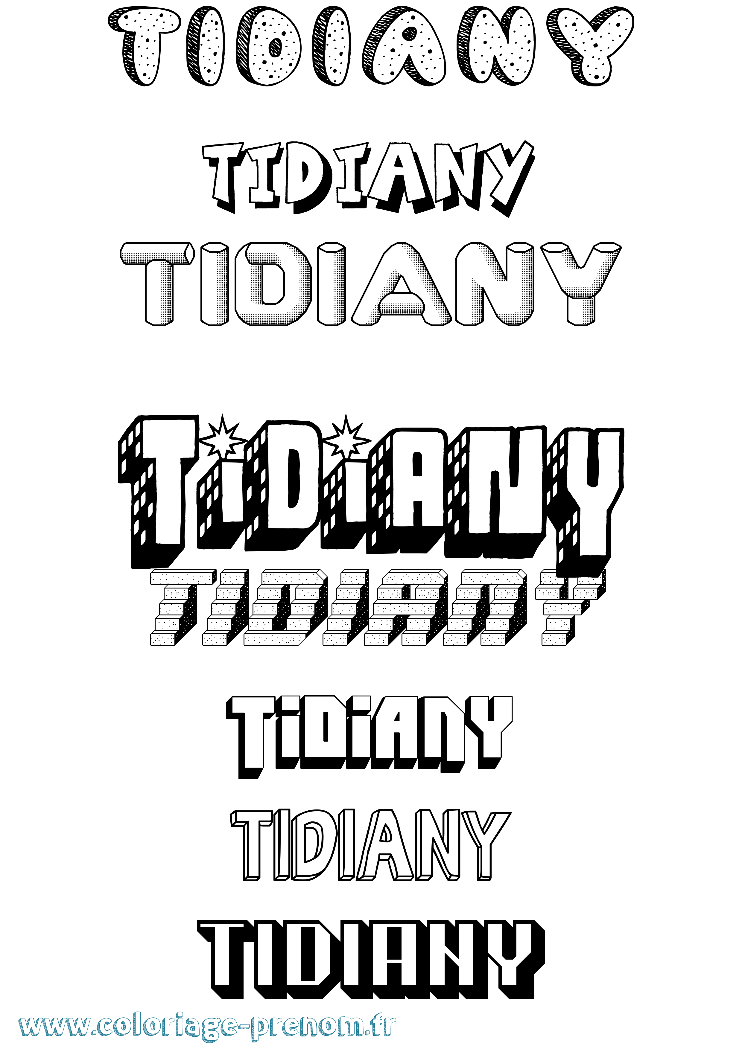 Coloriage Tidiany Effet 3D Coloriage prénom Tidiany Effet 3D