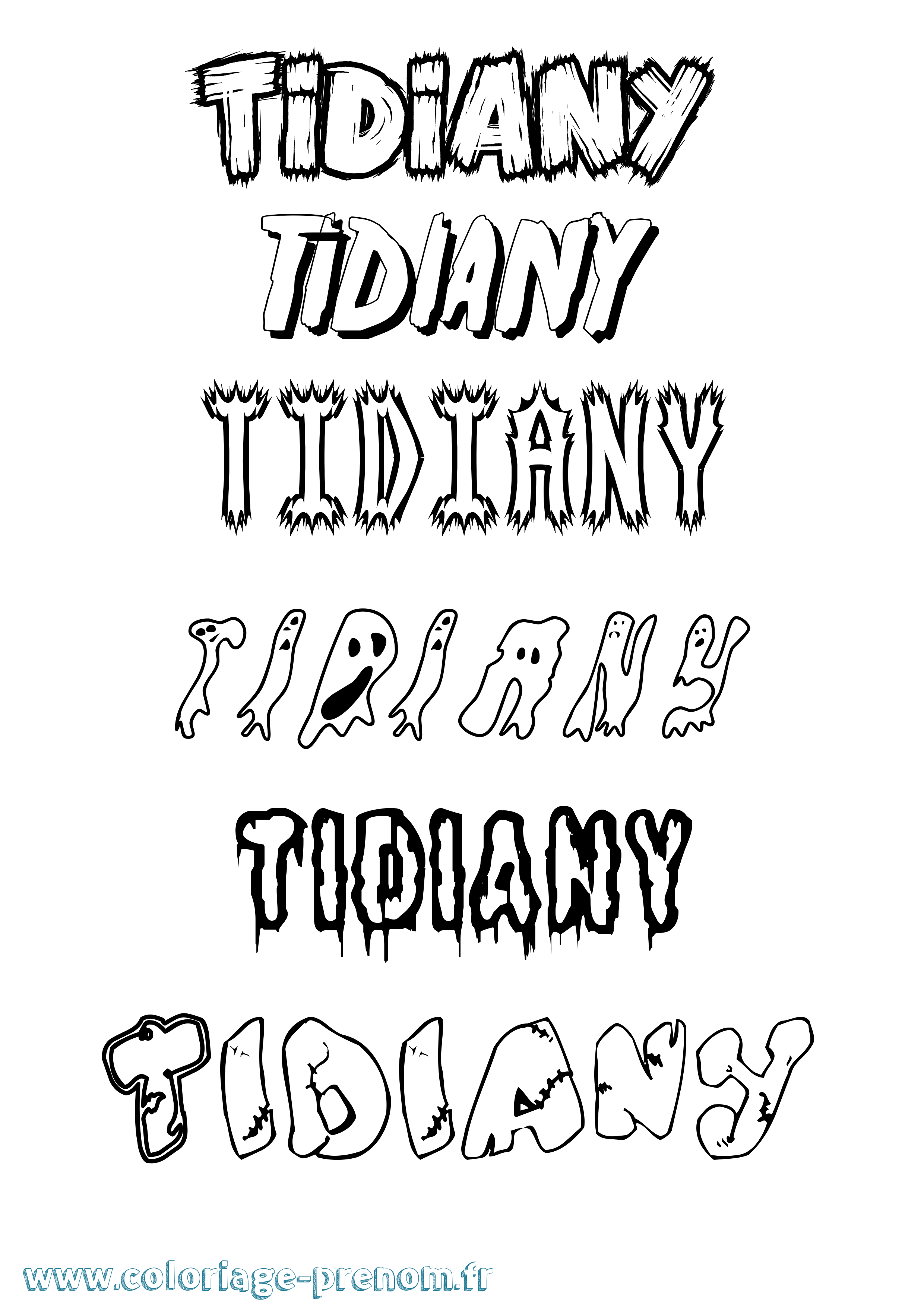 Coloriage Tidiany Frisson Coloriage prénom Tidiany Frisson