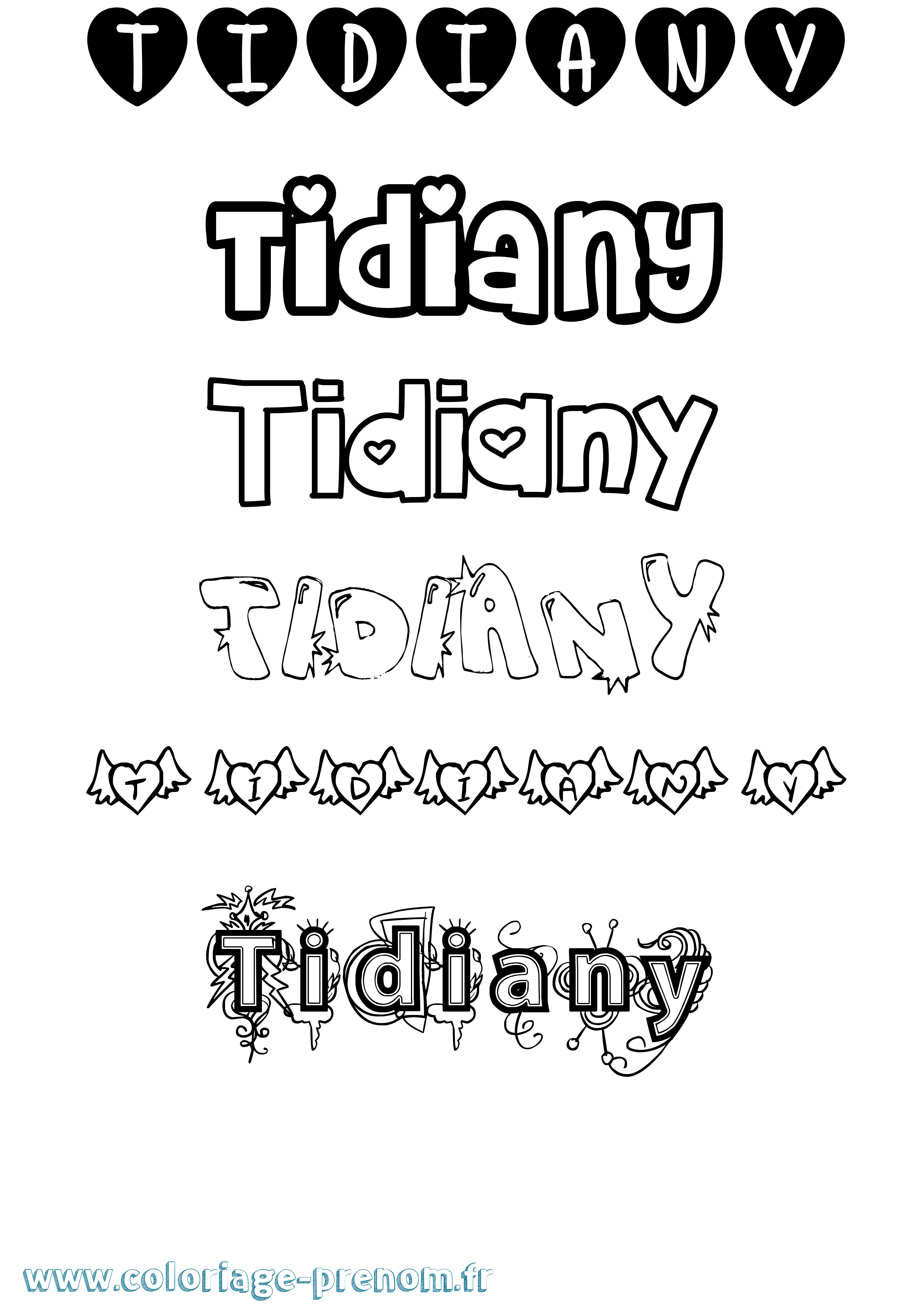Coloriage Tidiany Girly Coloriage prénom Tidiany Girly