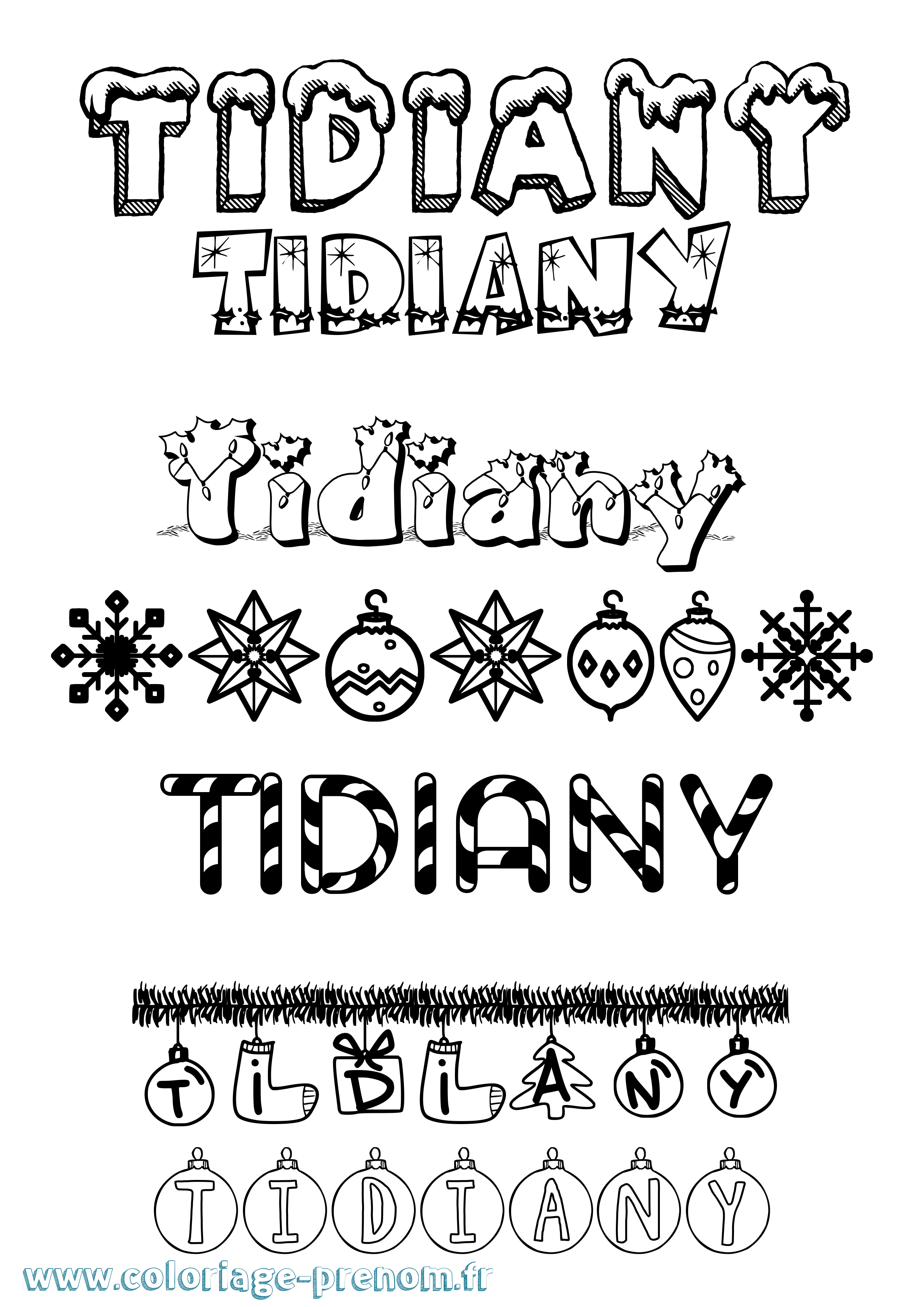 Coloriage Tidiany Noël Coloriage prénom Tidiany Noël