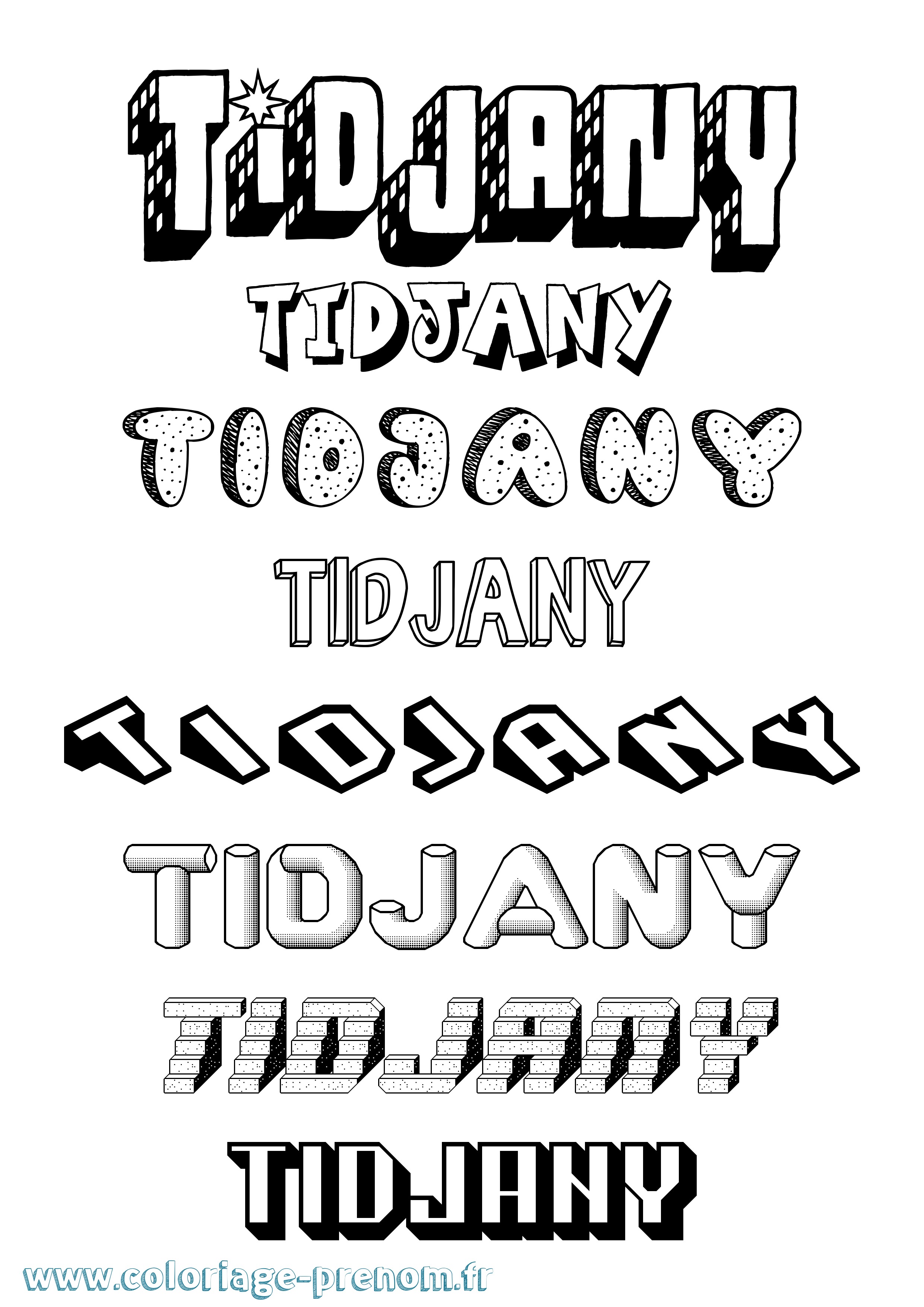 Coloriage Tidjany Effet 3D Coloriage prénom Tidjany Effet 3D