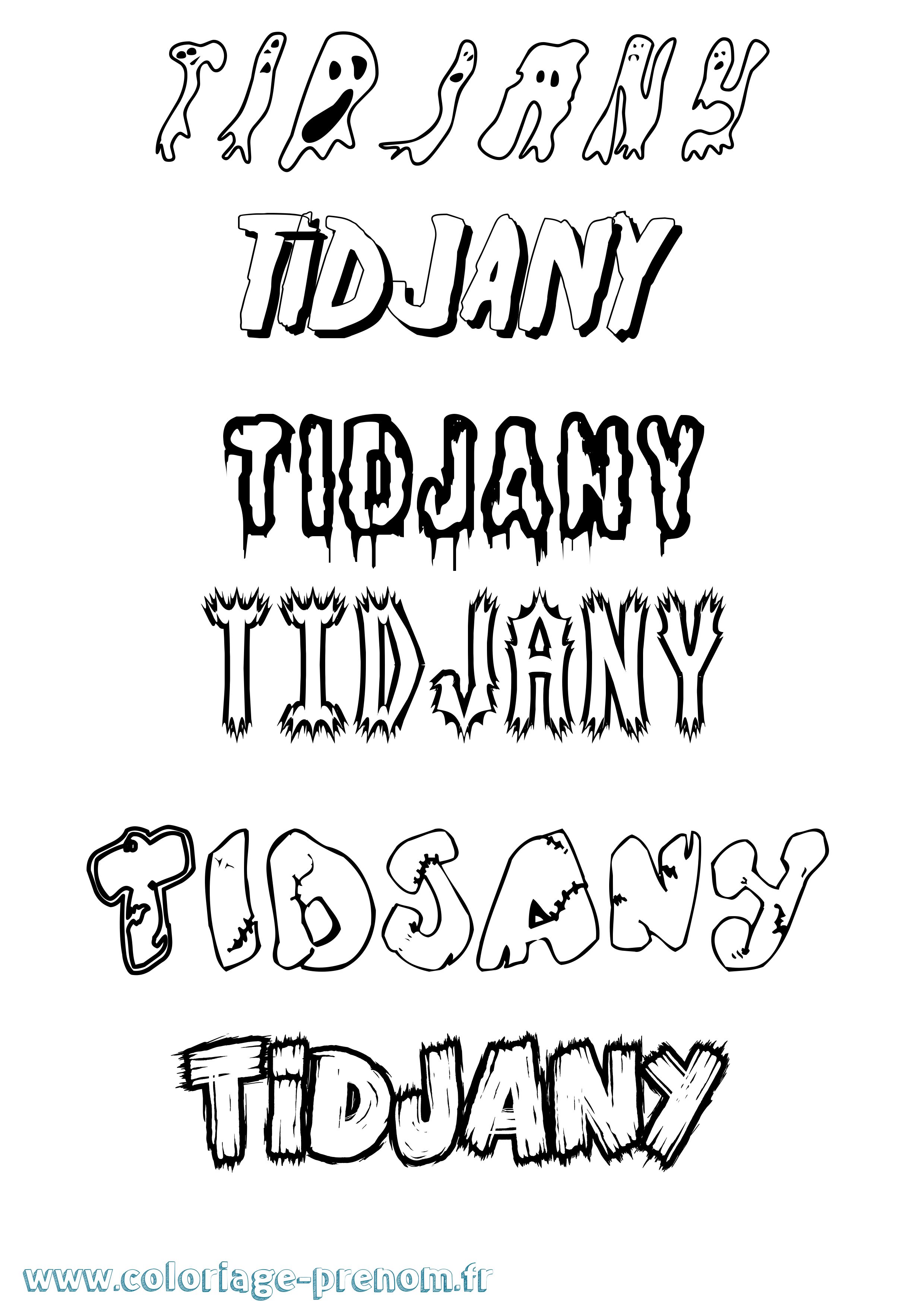 Coloriage Tidjany Frisson Coloriage prénom Tidjany Frisson