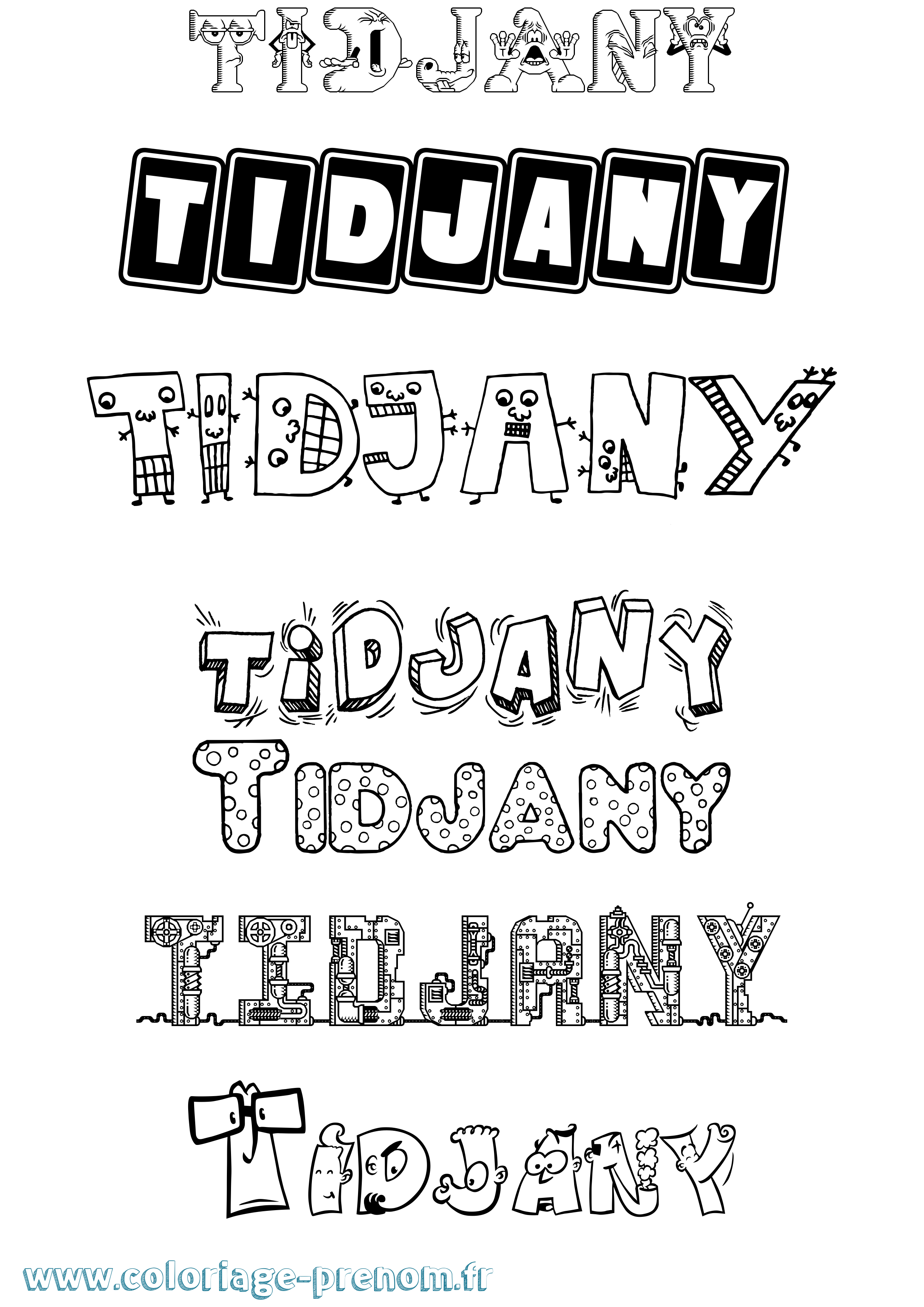 Coloriage Tidjany Fun Coloriage prénom Tidjany Fun