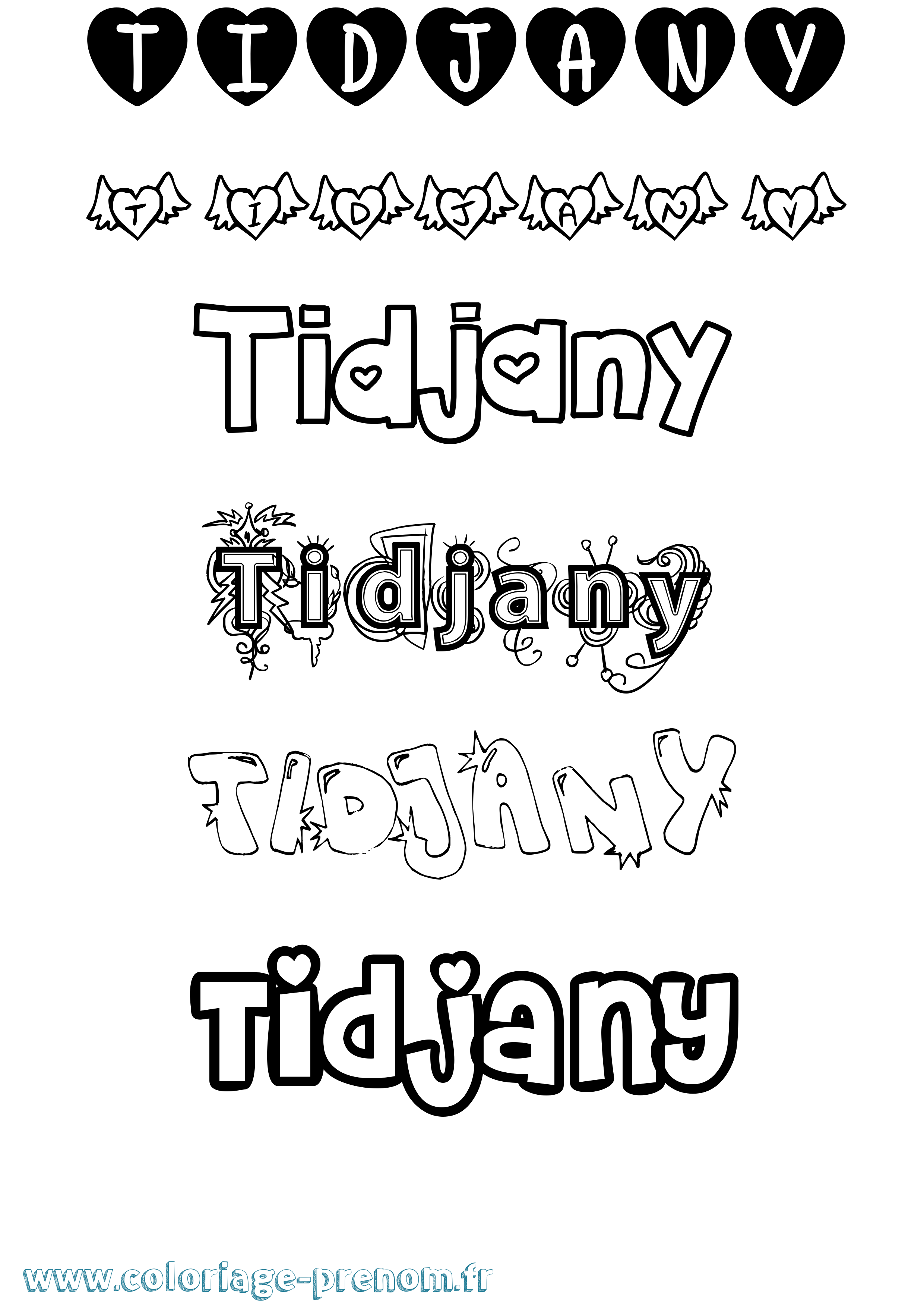 Coloriage Tidjany Girly Coloriage prénom Tidjany Girly