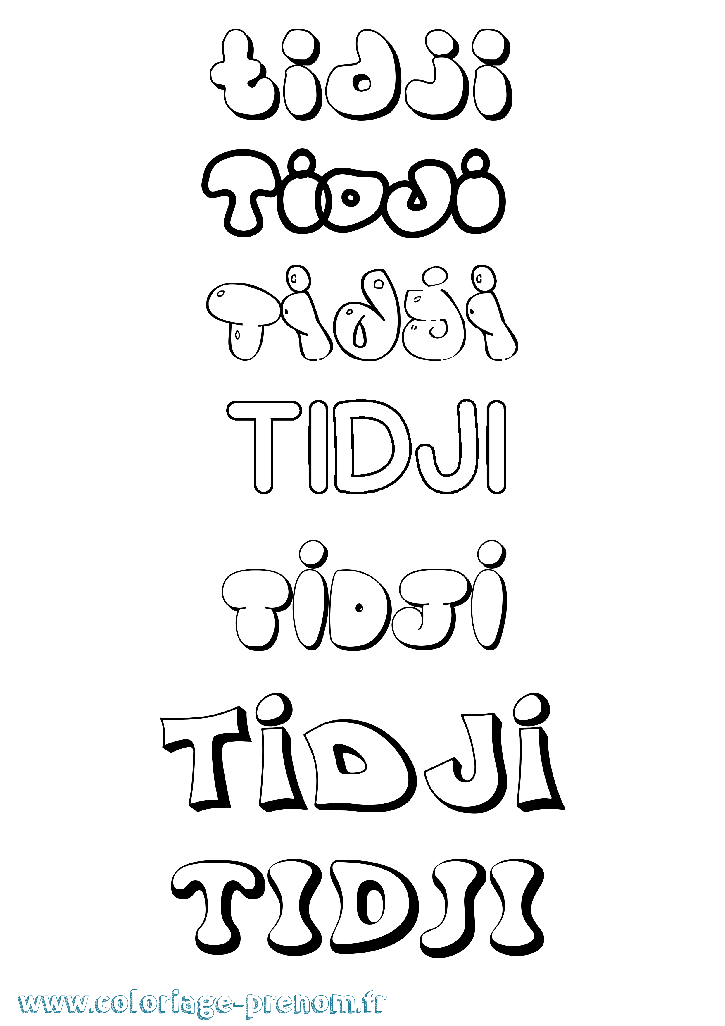 Coloriage Tidji Bubble Coloriage prénom Tidji Bubble