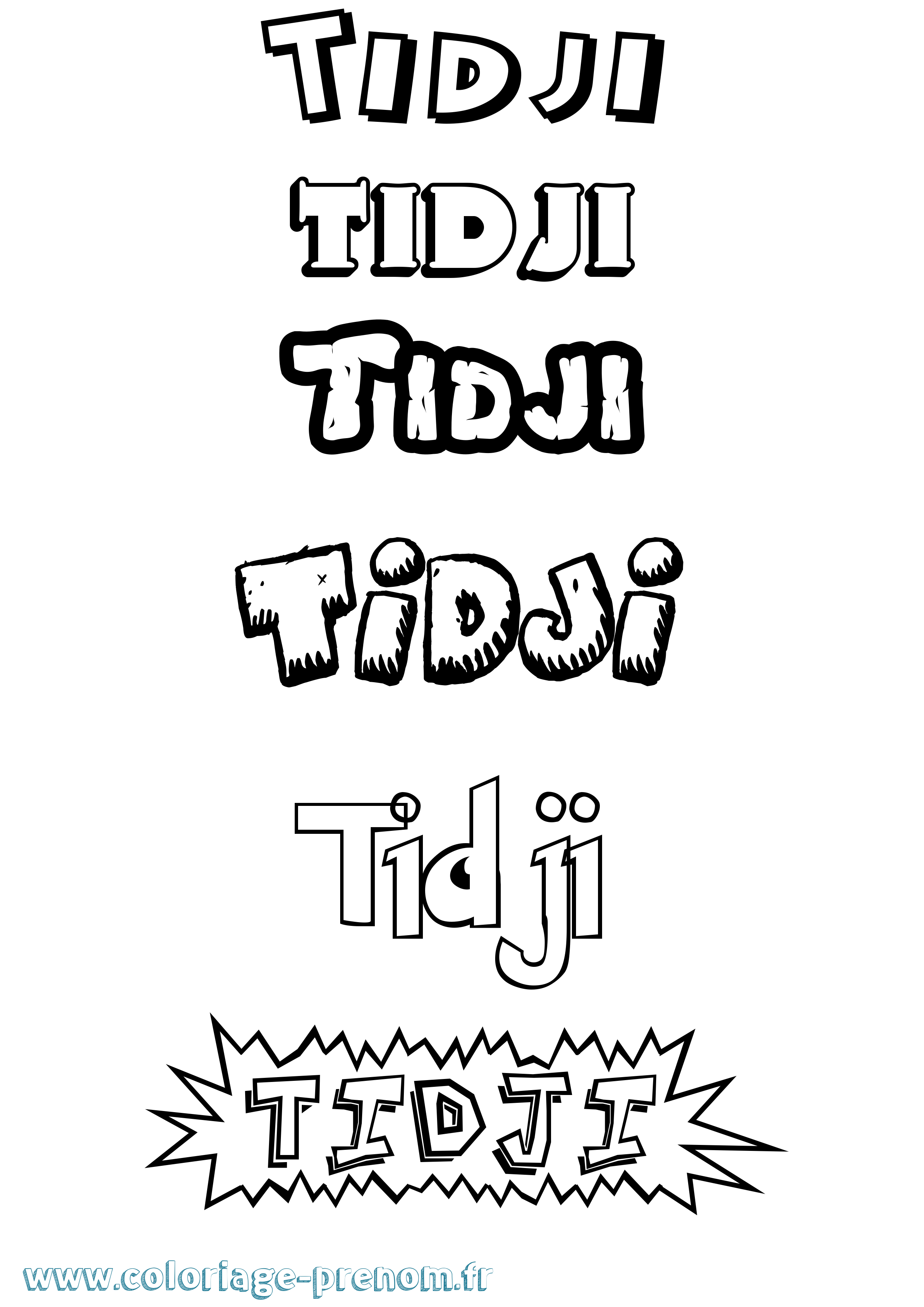 Coloriage Tidji Dessin Animé Coloriage prénom Tidji Dessin Animé