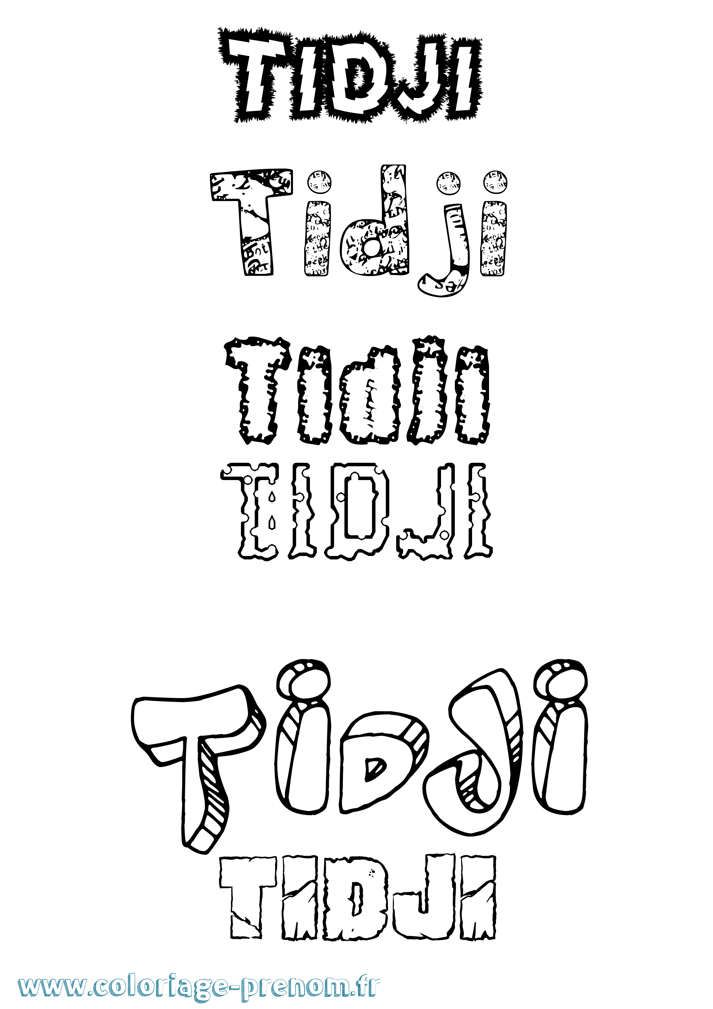 Coloriage Tidji Destructuré Coloriage prénom Tidji Destructuré