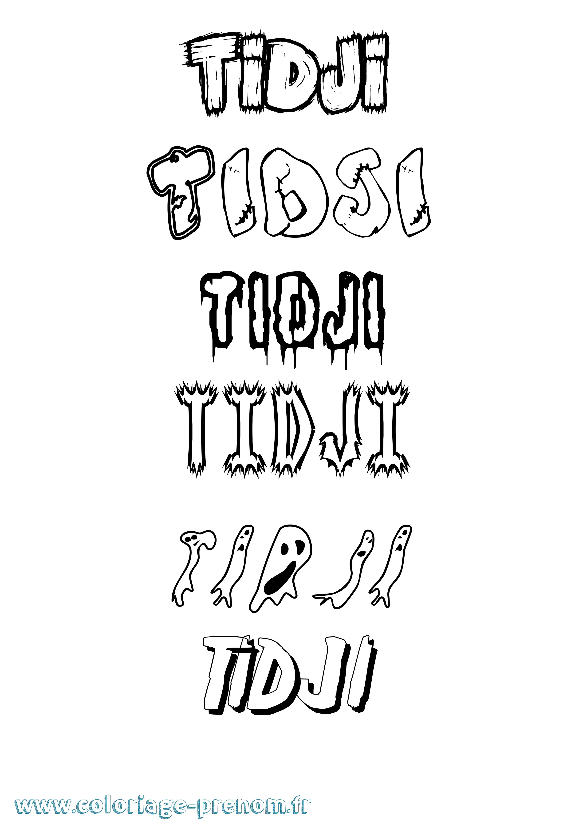 Coloriage Tidji Frisson Coloriage prénom Tidji Frisson
