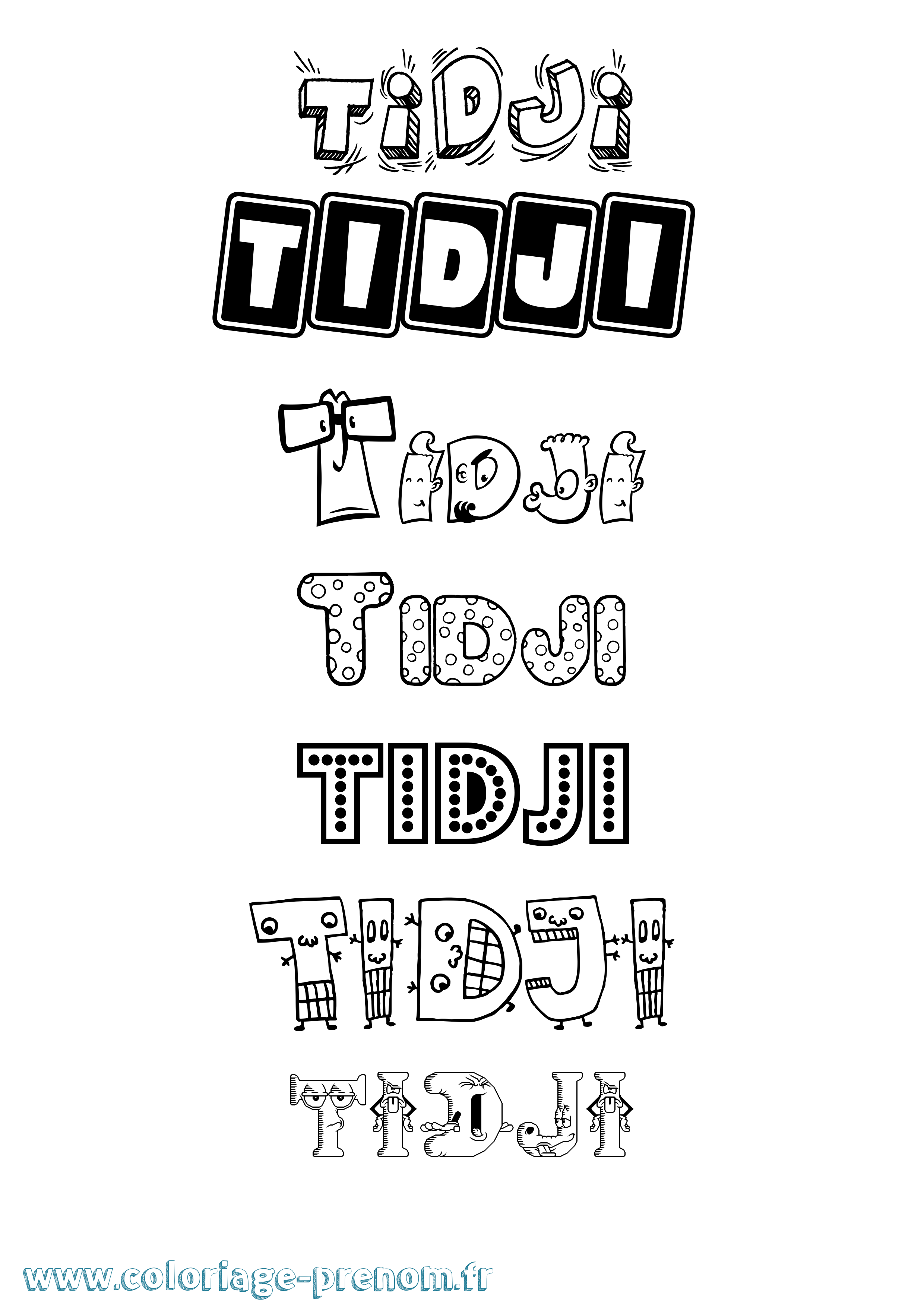 Coloriage Tidji Fun Coloriage prénom Tidji Fun