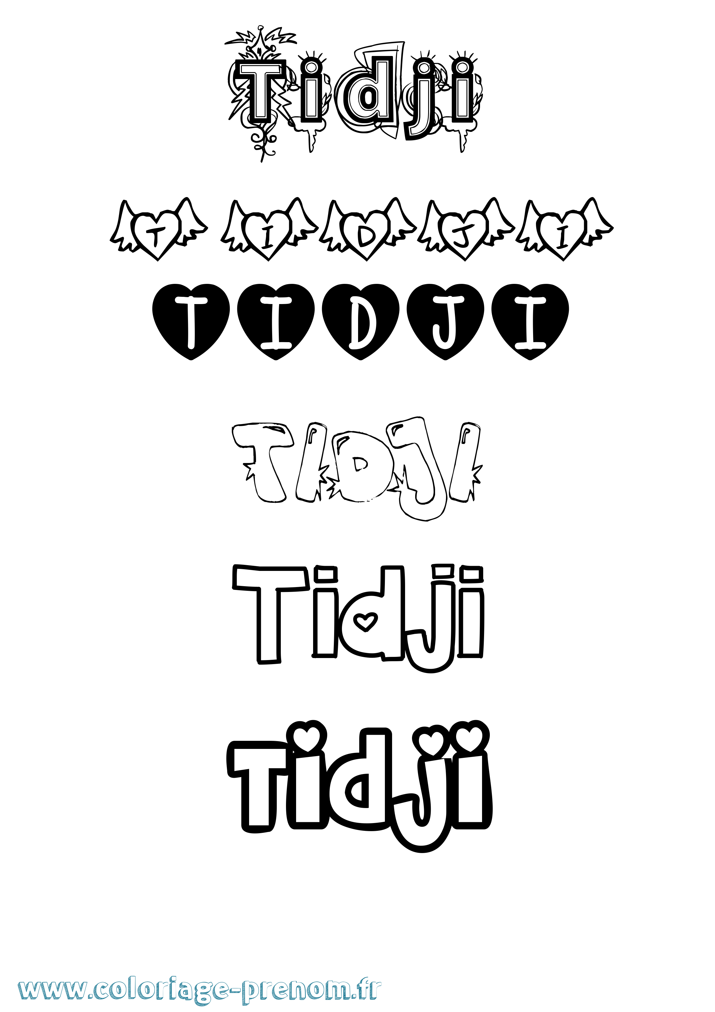 Coloriage Tidji Girly Coloriage prénom Tidji Girly