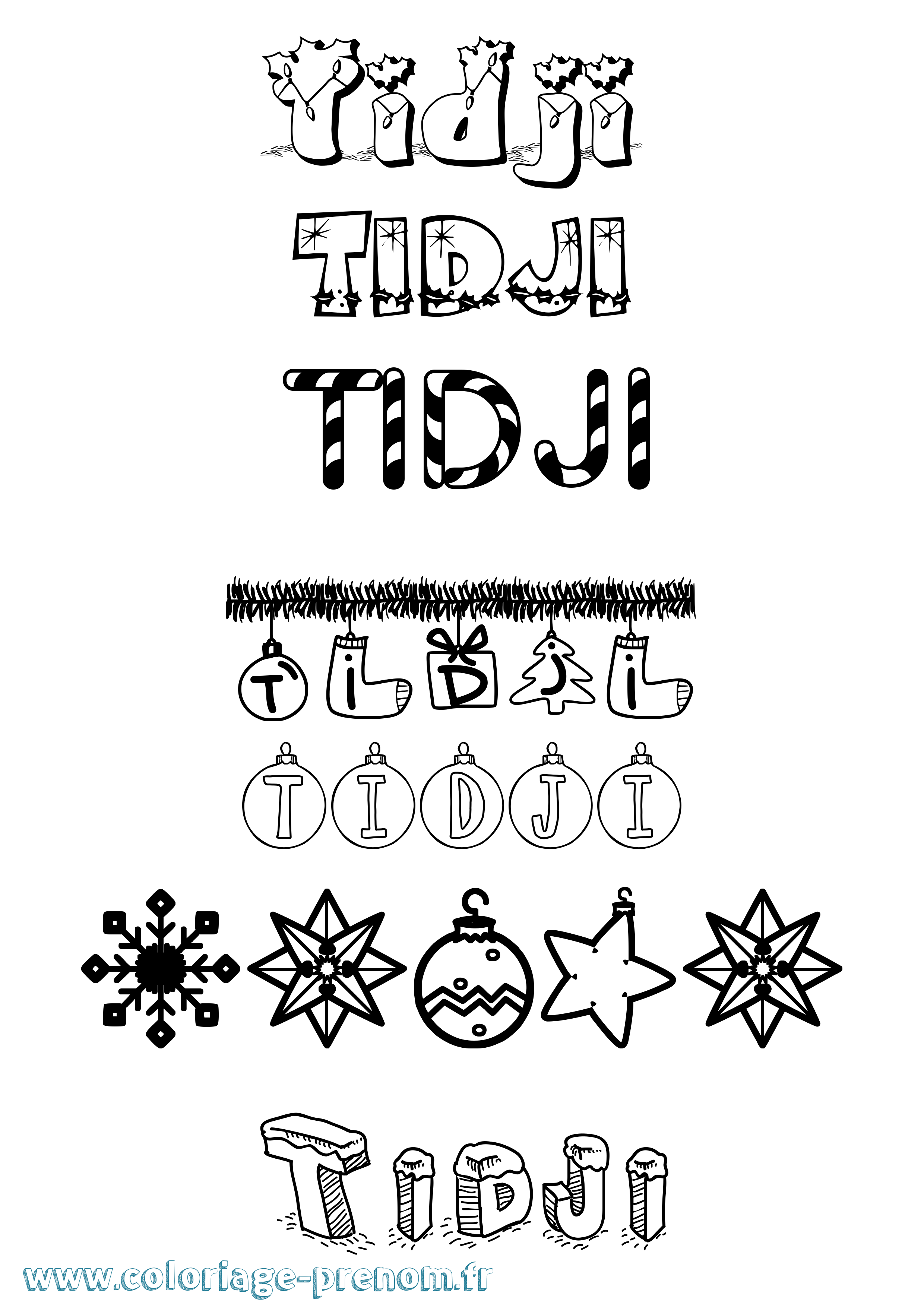 Coloriage Tidji Noël Coloriage prénom Tidji Noël