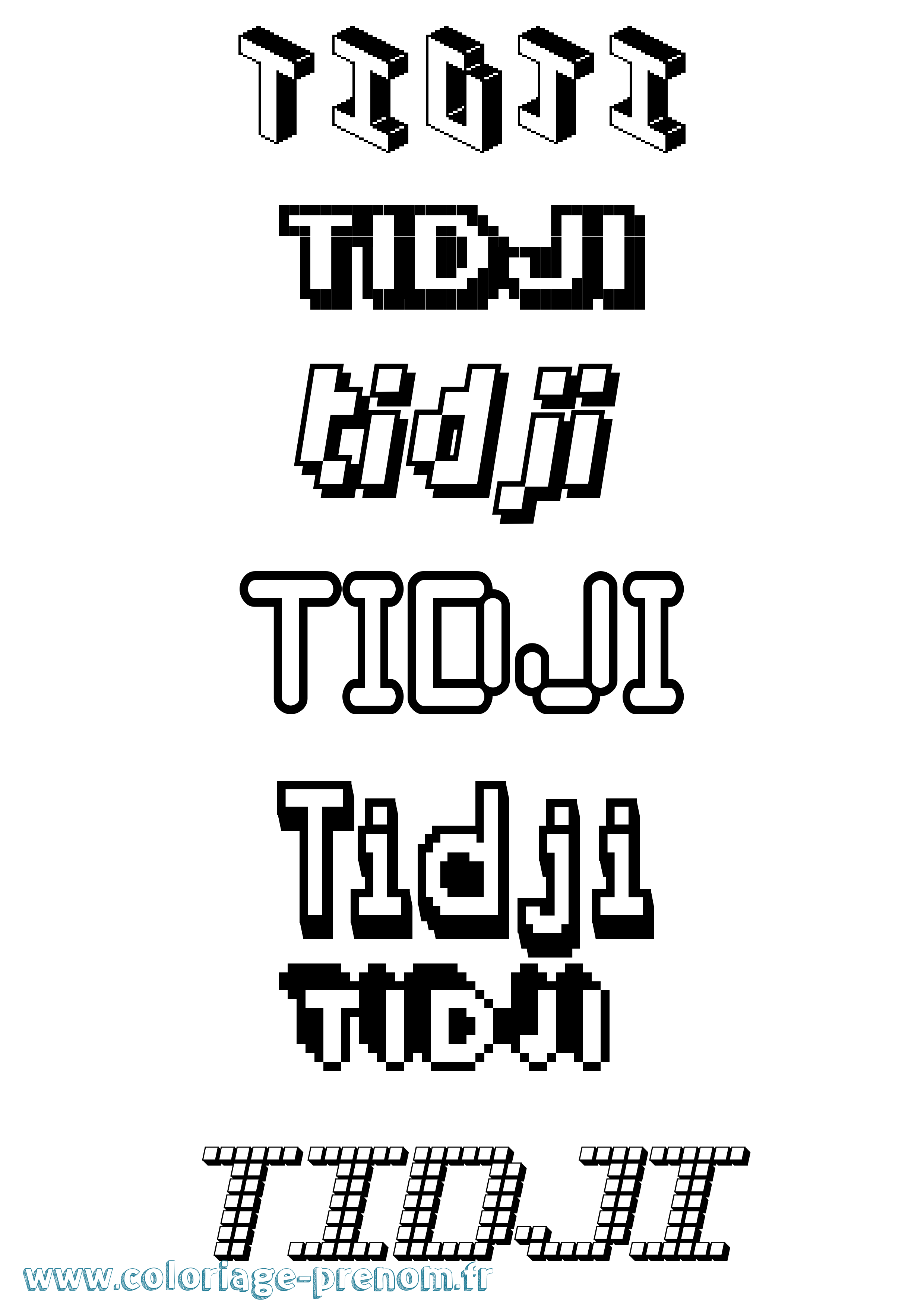 Coloriage Tidji Pixel Coloriage prénom Tidji Pixel