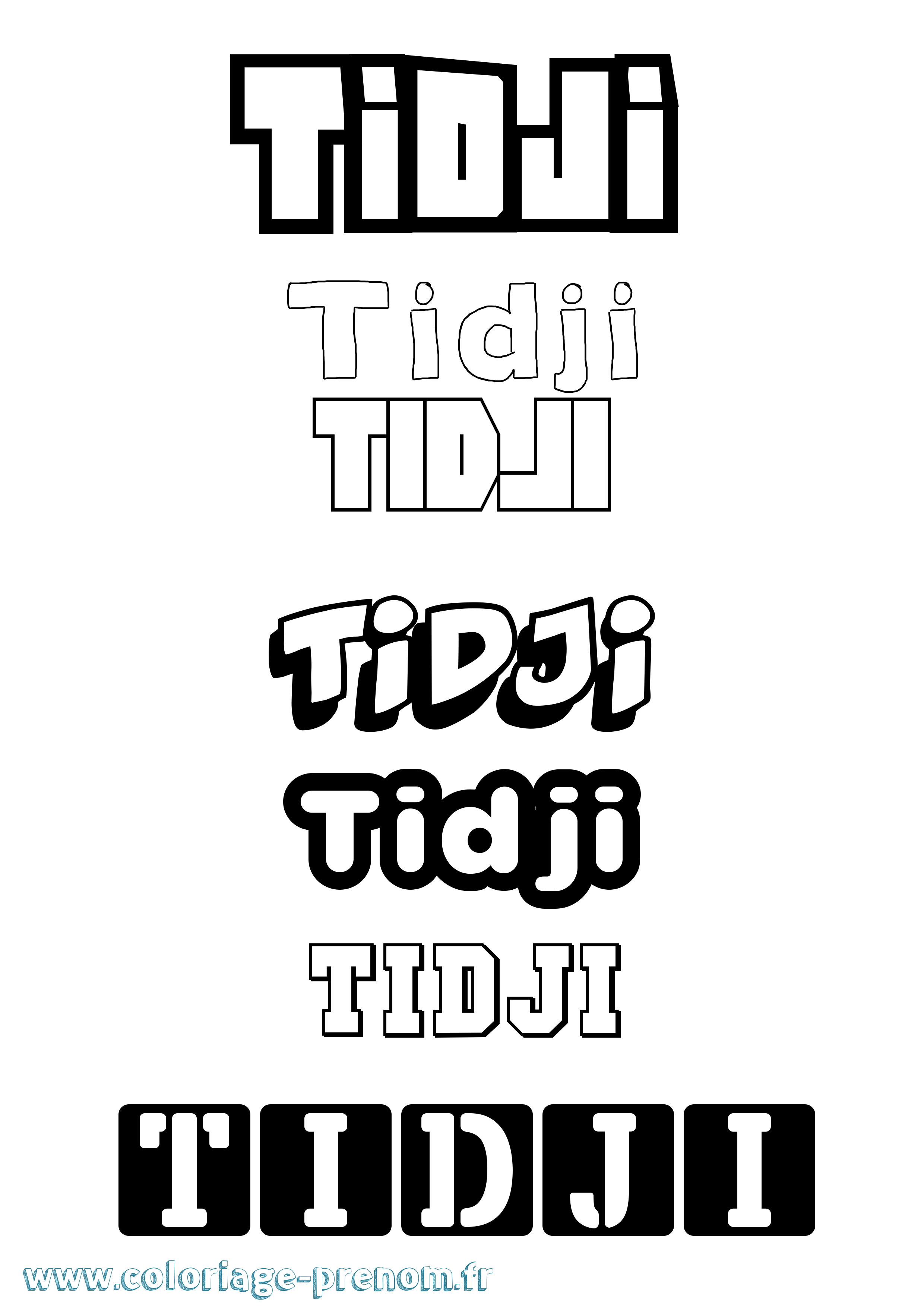 Coloriage Tidji Simple Coloriage prénom Tidji Simple