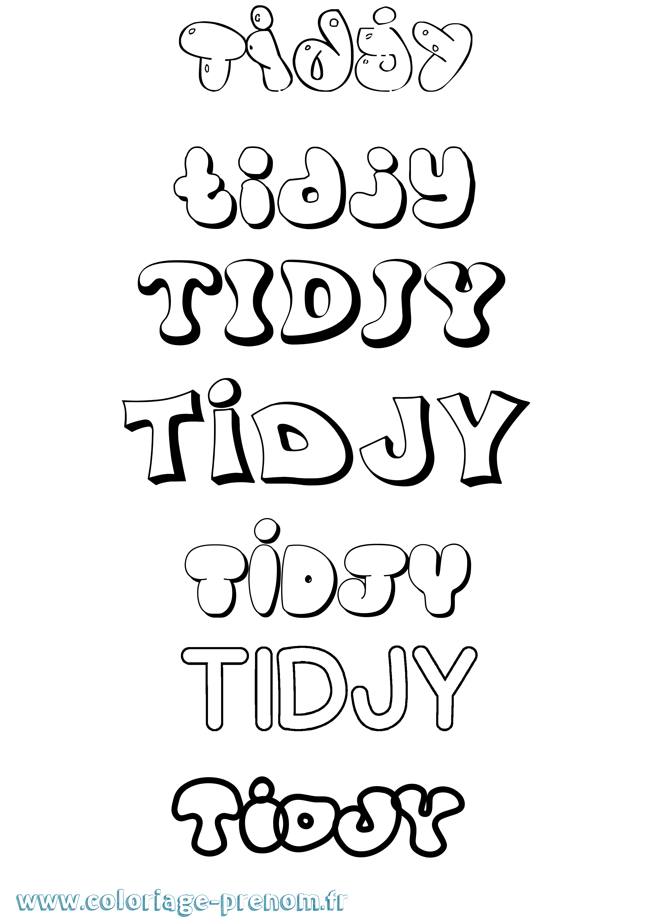 Coloriage Tidjy Bubble Coloriage prénom Tidjy Bubble