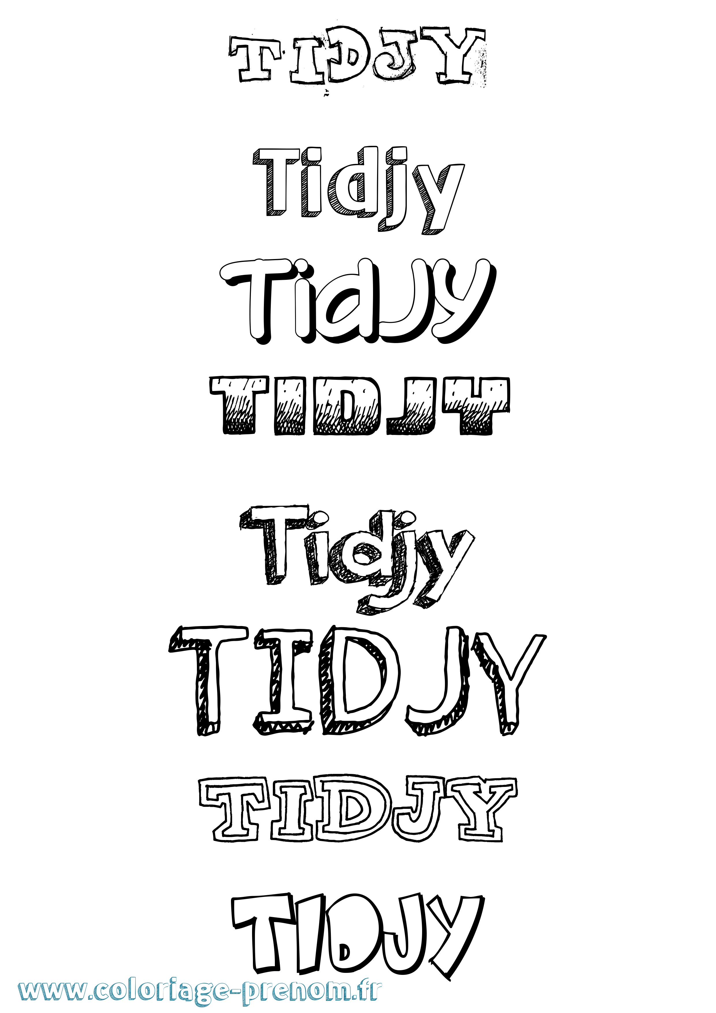 Coloriage Tidjy Dessiné Coloriage prénom Tidjy Dessiné