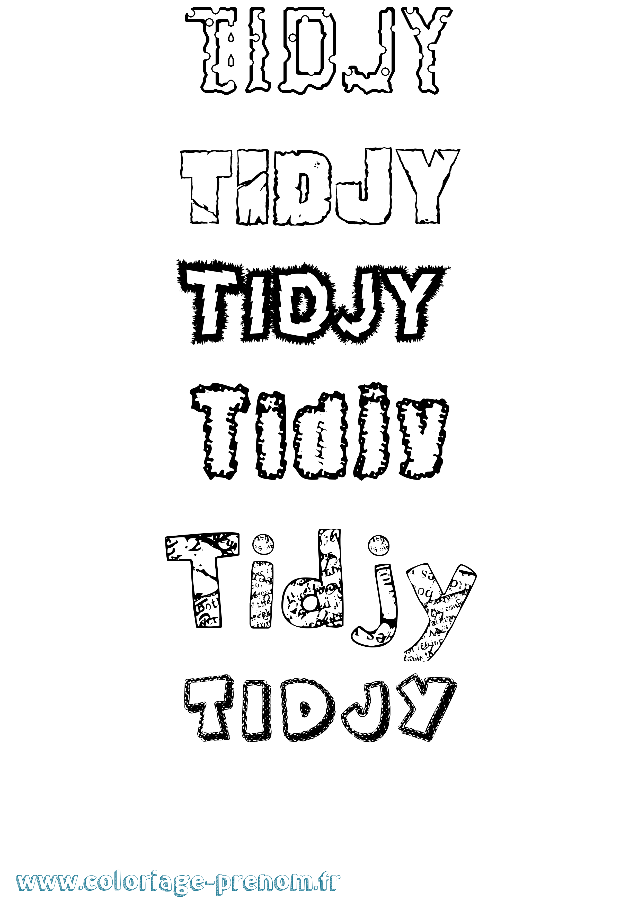 Coloriage Tidjy Destructuré Coloriage prénom Tidjy Destructuré
