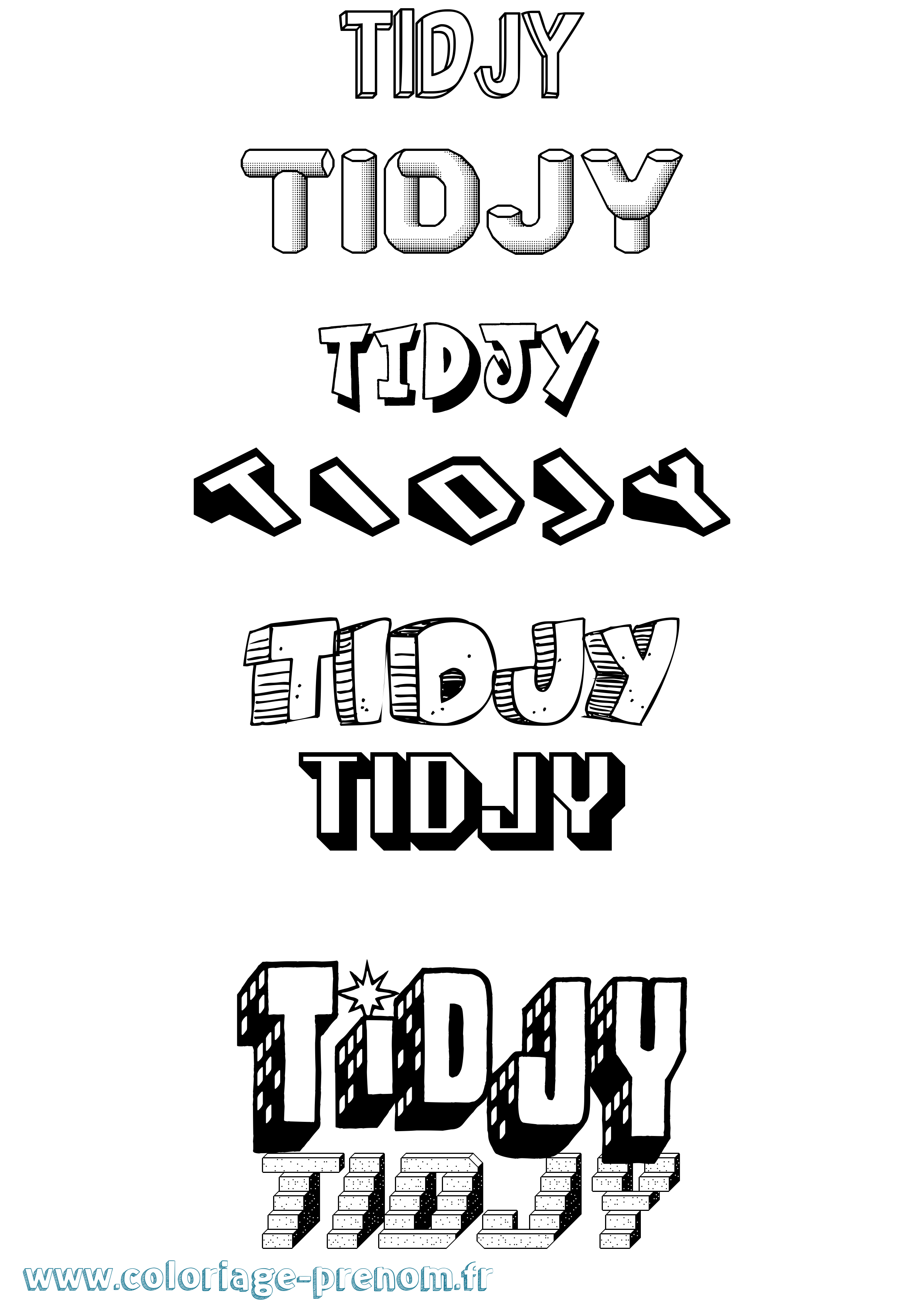 Coloriage Tidjy Effet 3D Coloriage prénom Tidjy Effet 3D