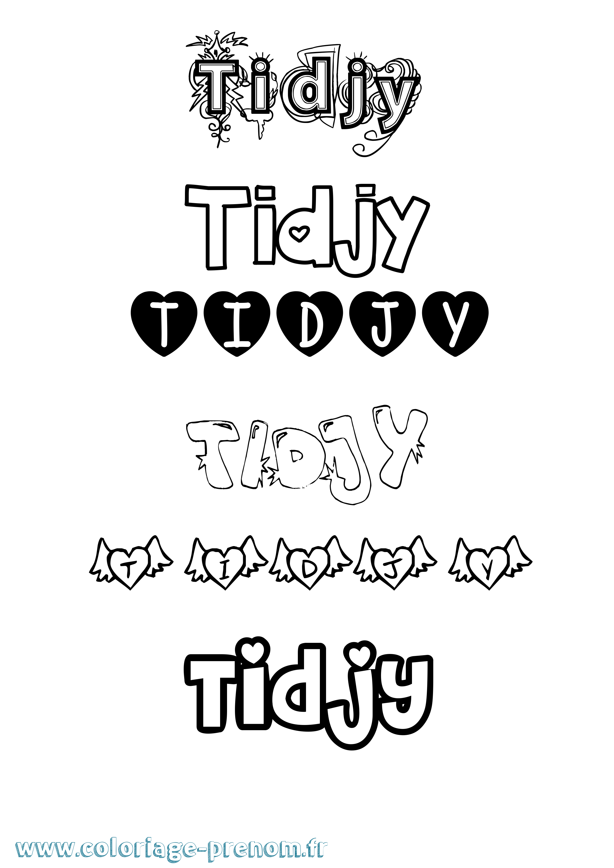Coloriage Tidjy Girly Coloriage prénom Tidjy Girly
