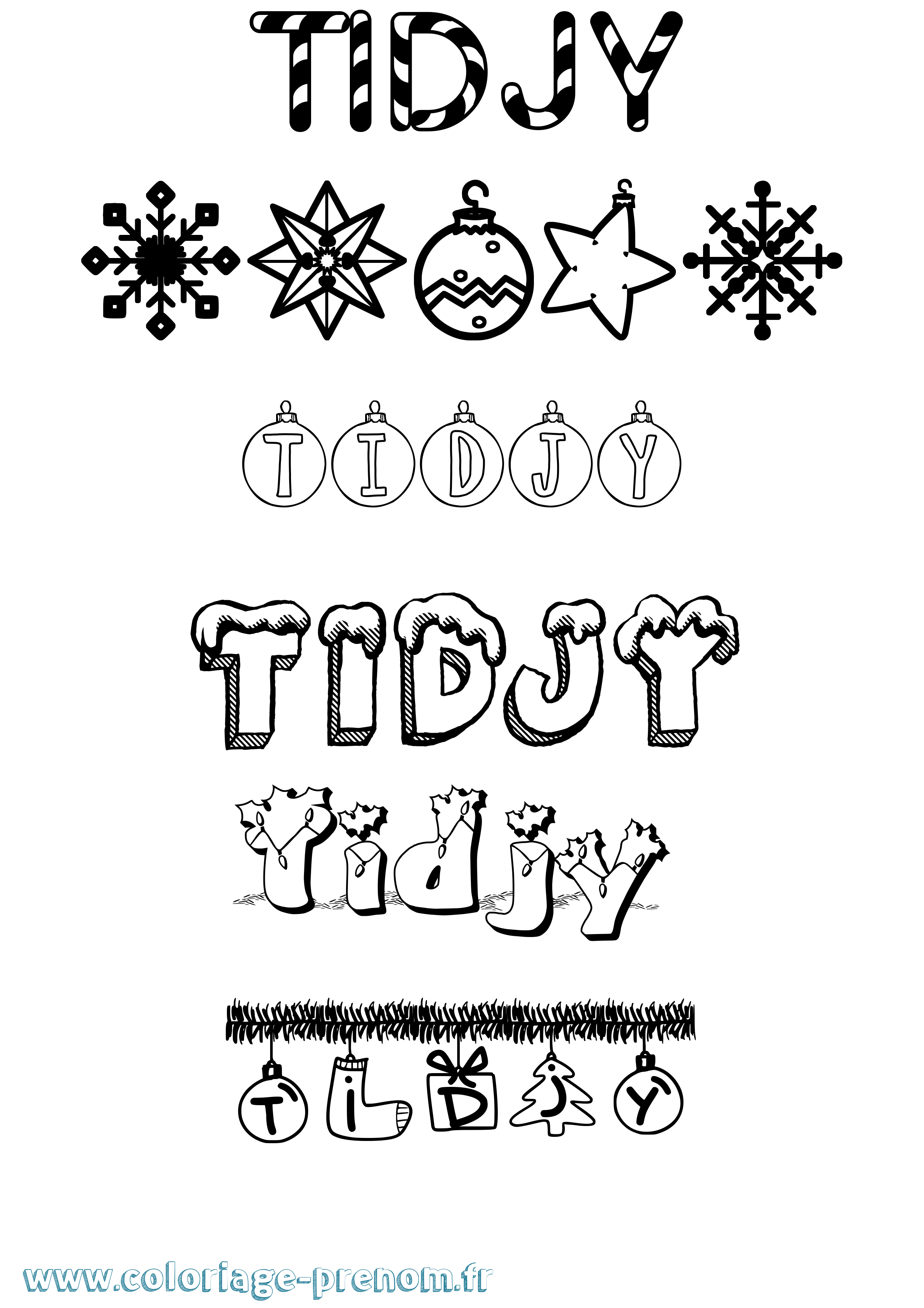 Coloriage Tidjy Noël Coloriage prénom Tidjy Noël