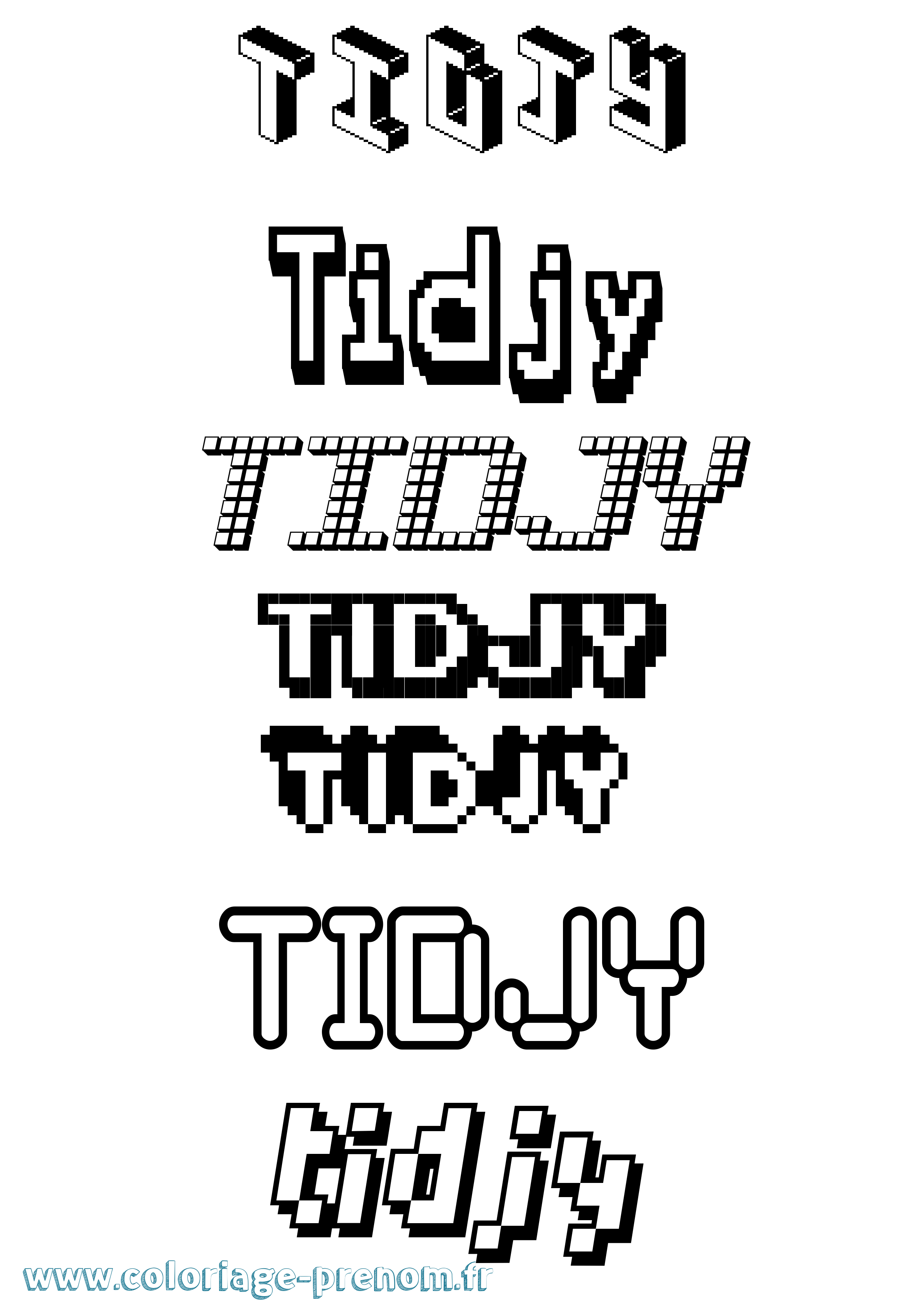 Coloriage Tidjy Pixel Coloriage prénom Tidjy Pixel