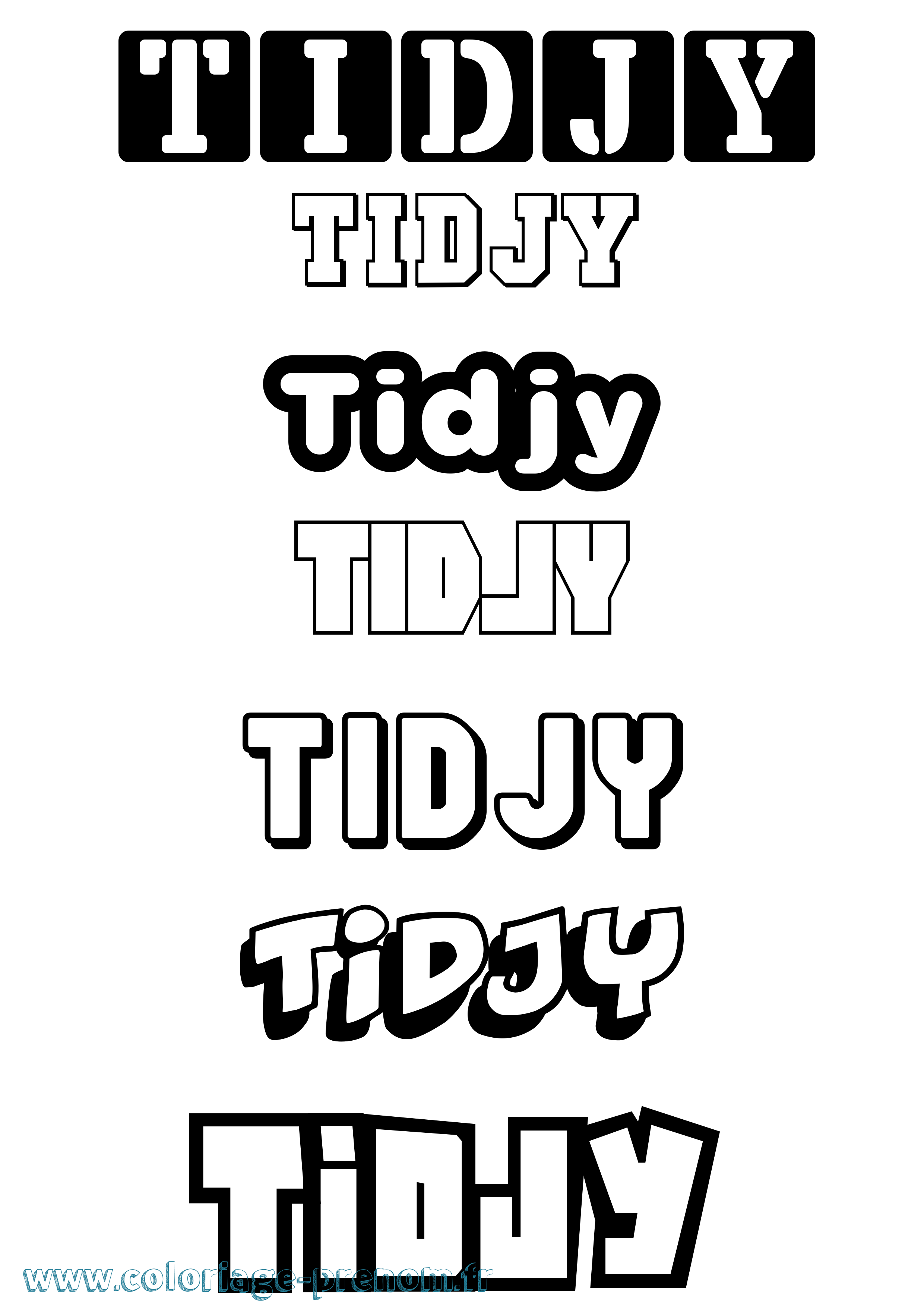 Coloriage Tidjy Simple Coloriage prénom Tidjy Simple