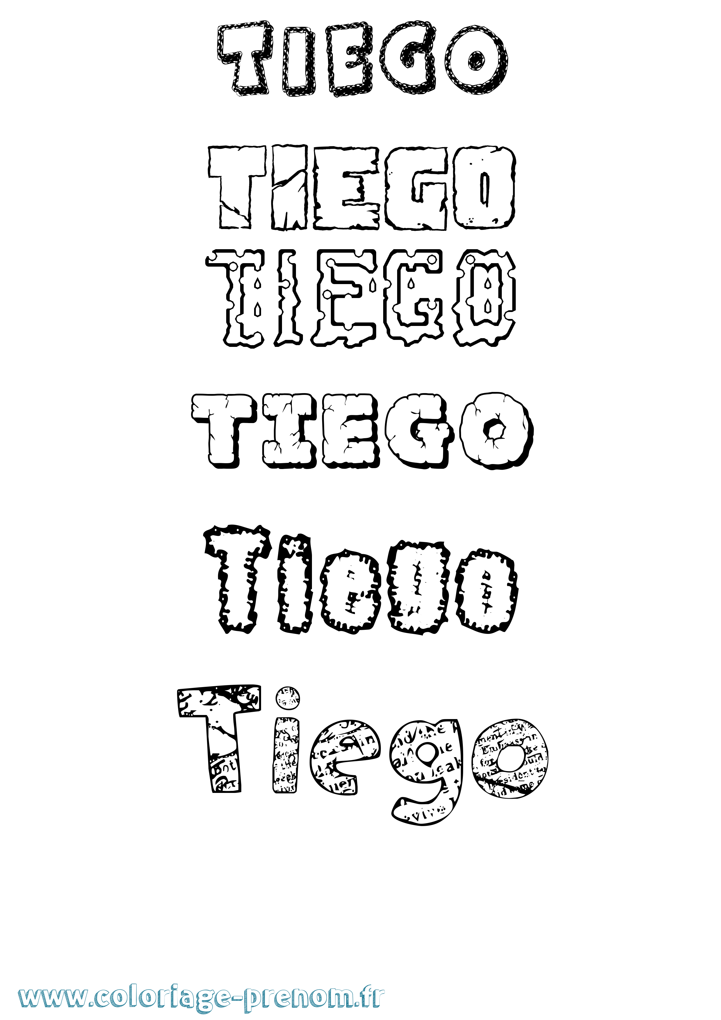 Coloriage Tiego Destructuré Coloriage prénom Tiego Destructuré