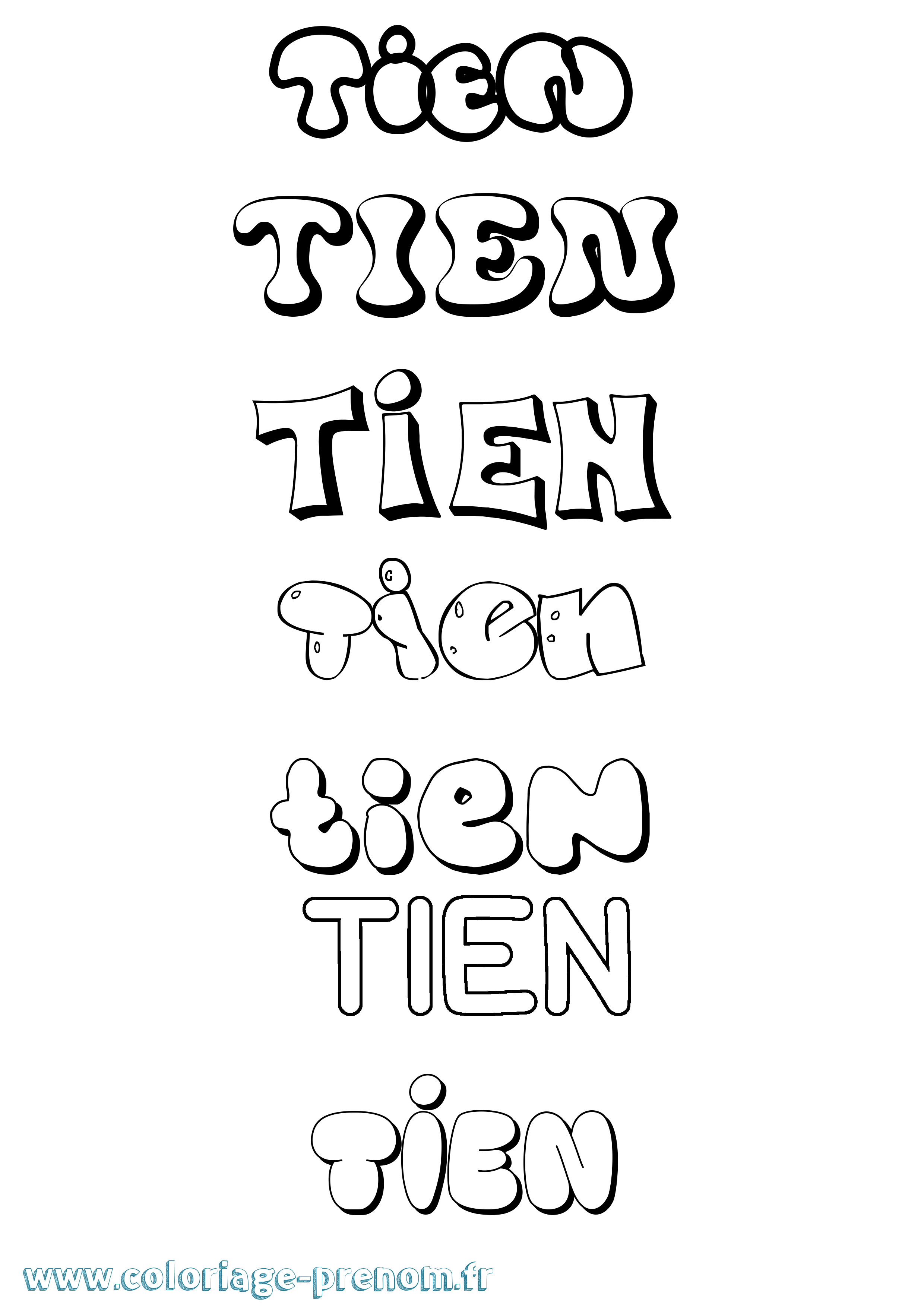 Coloriage Tien Bubble Coloriage prénom Tien Bubble