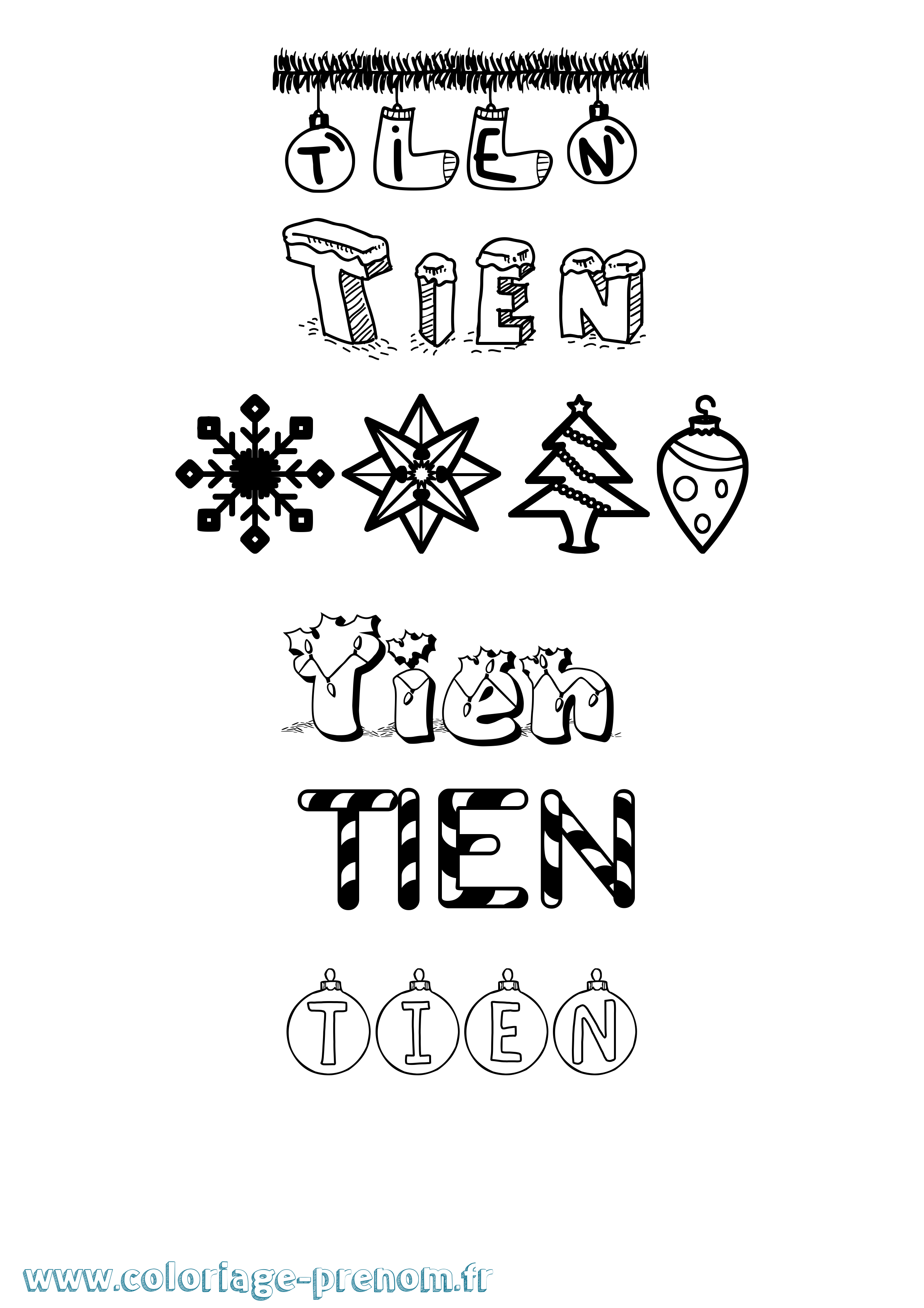 Coloriage Tien Noël Coloriage prénom Tien Noël