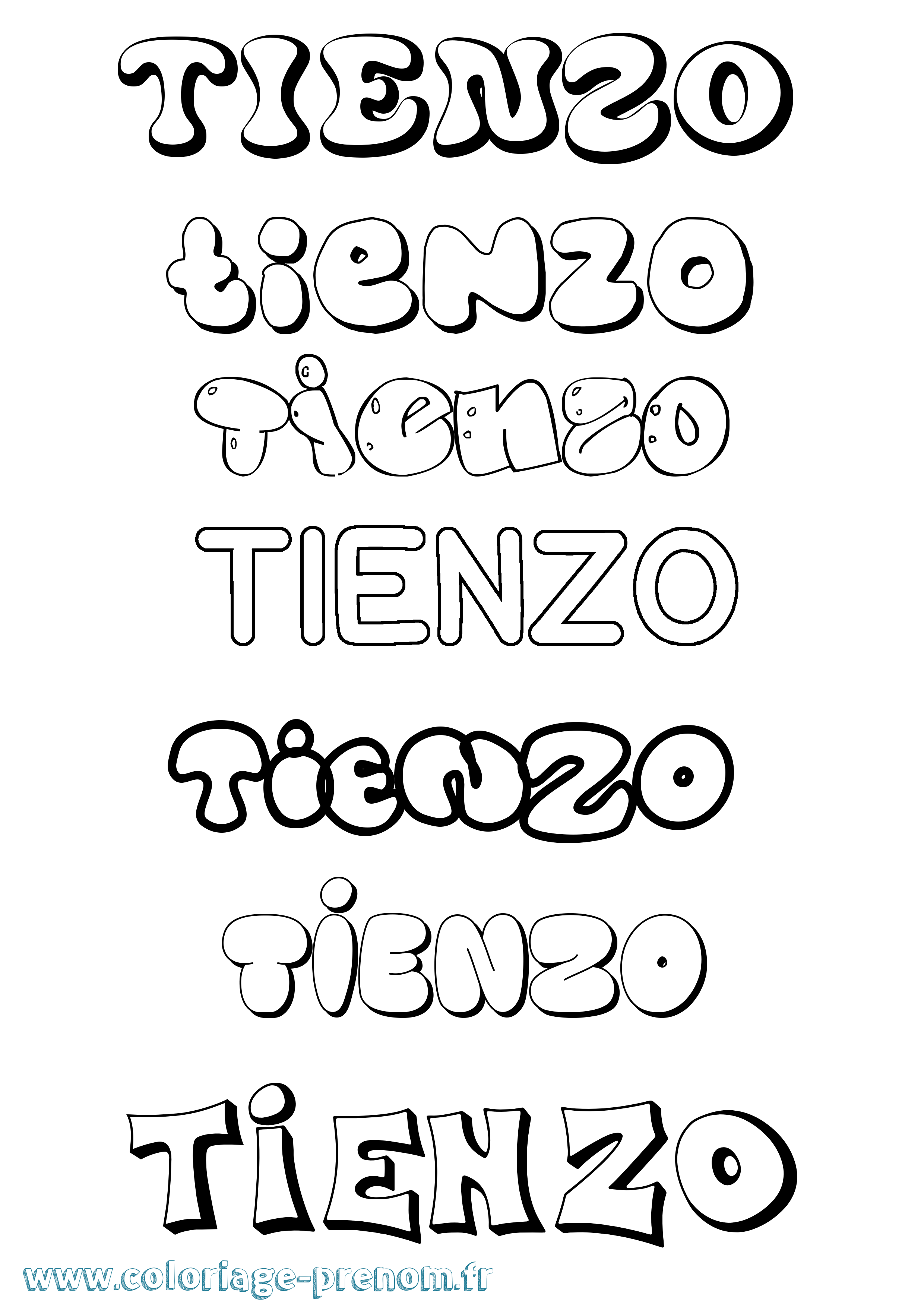 Coloriage Tienzo Bubble Coloriage prénom Tienzo Bubble