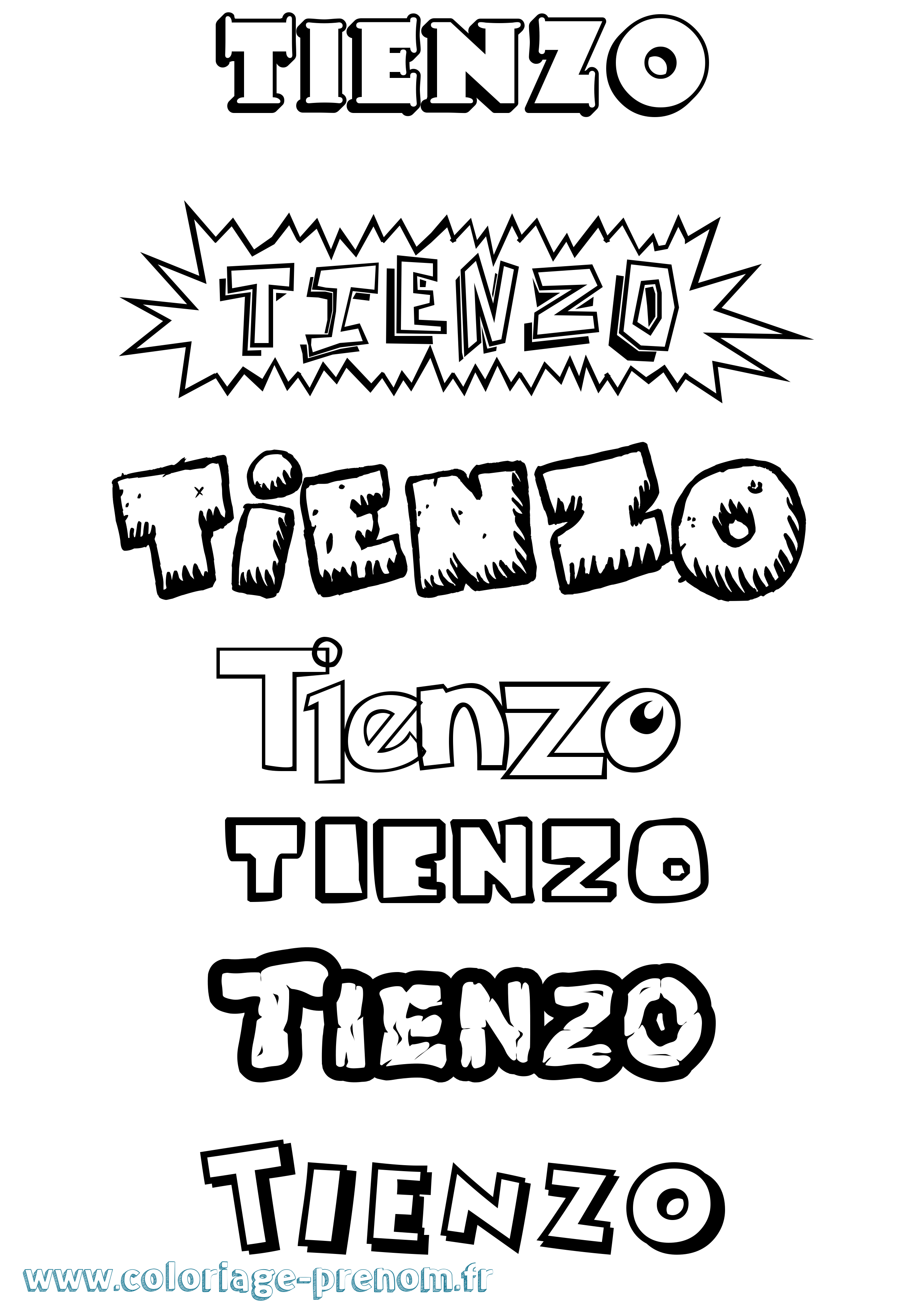 Coloriage Tienzo Dessin Animé Coloriage prénom Tienzo Dessin Animé
