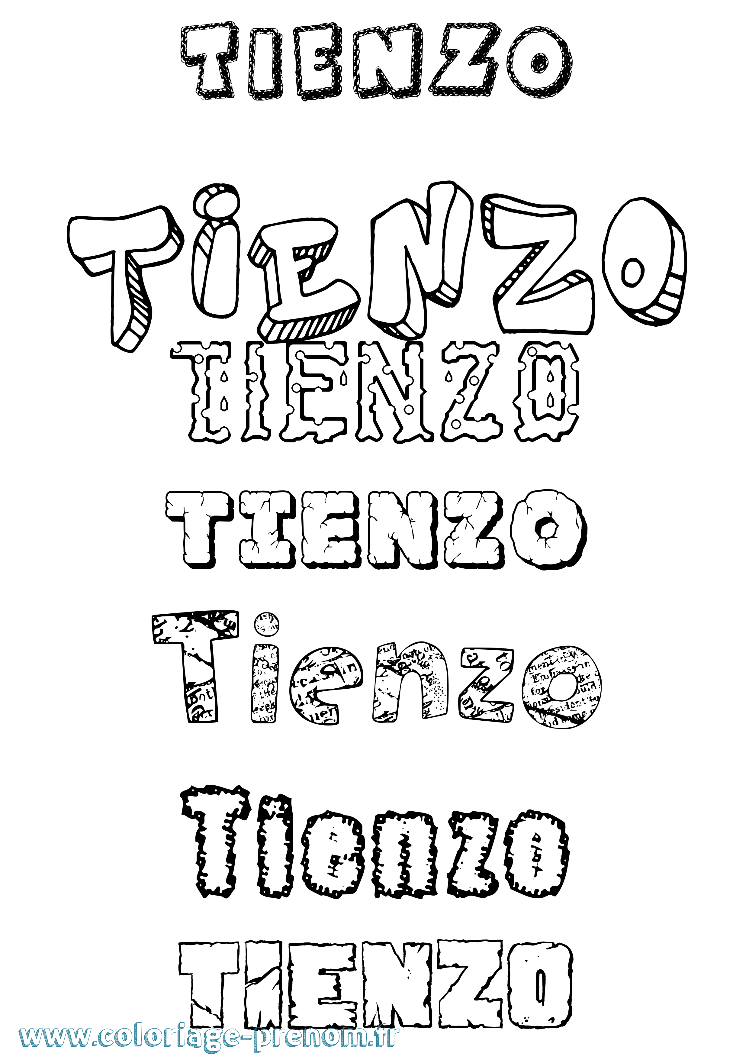 Coloriage Tienzo Destructuré Coloriage prénom Tienzo Destructuré