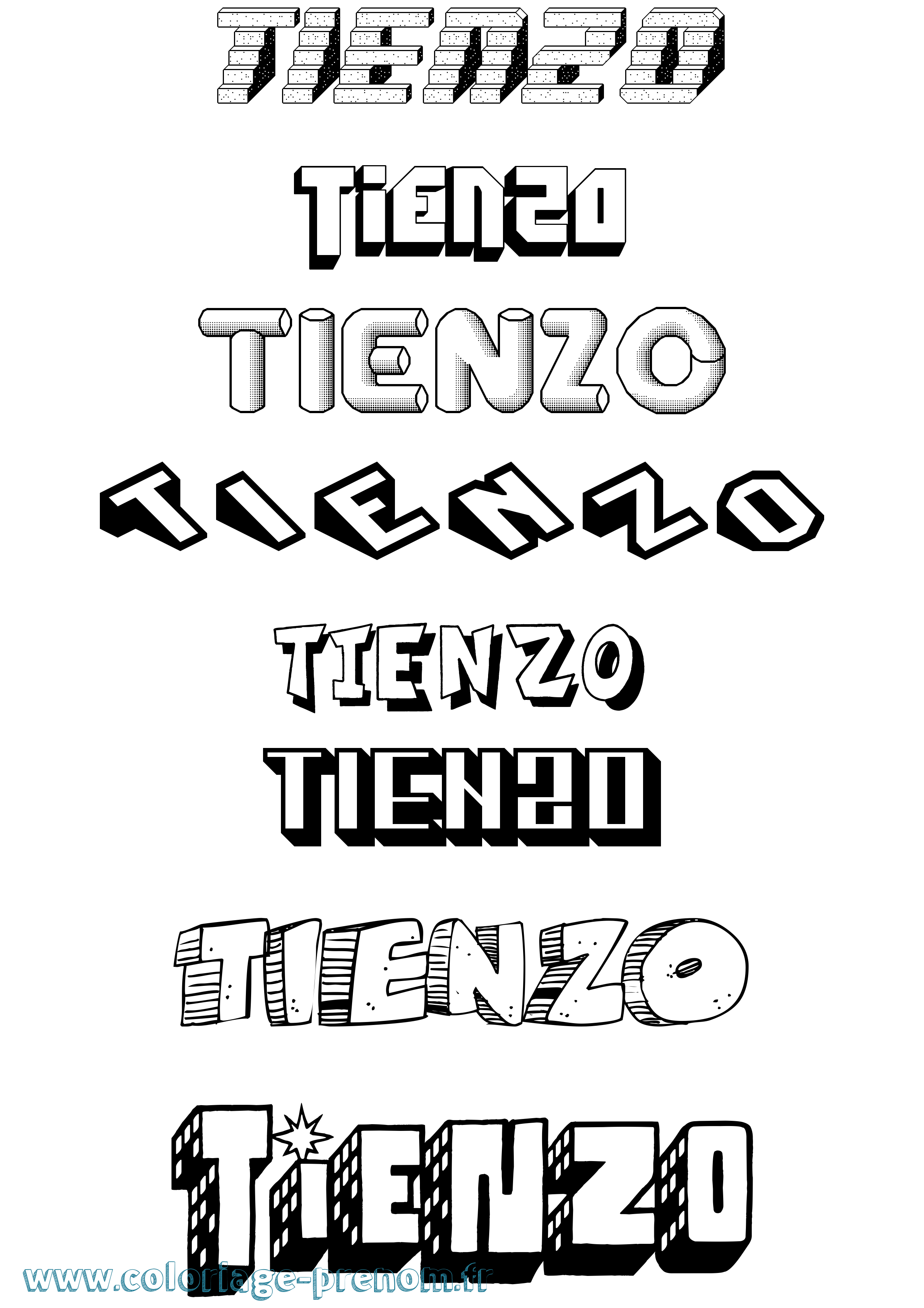 Coloriage Tienzo Effet 3D Coloriage prénom Tienzo Effet 3D