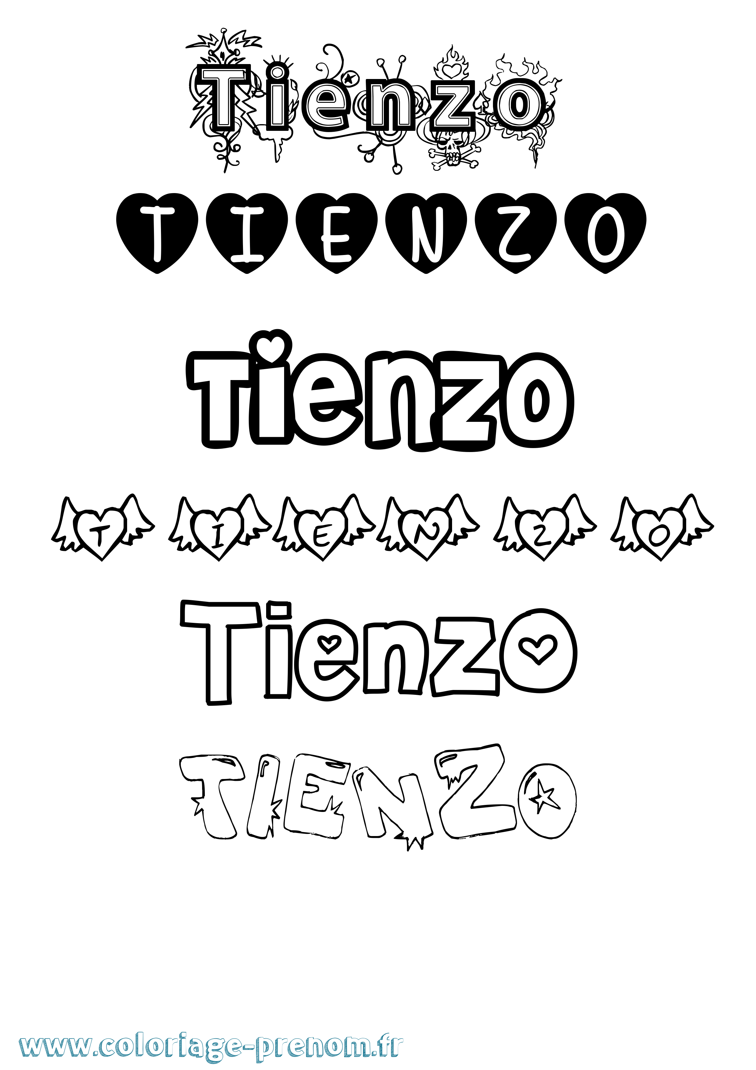 Coloriage Tienzo Girly Coloriage prénom Tienzo Girly