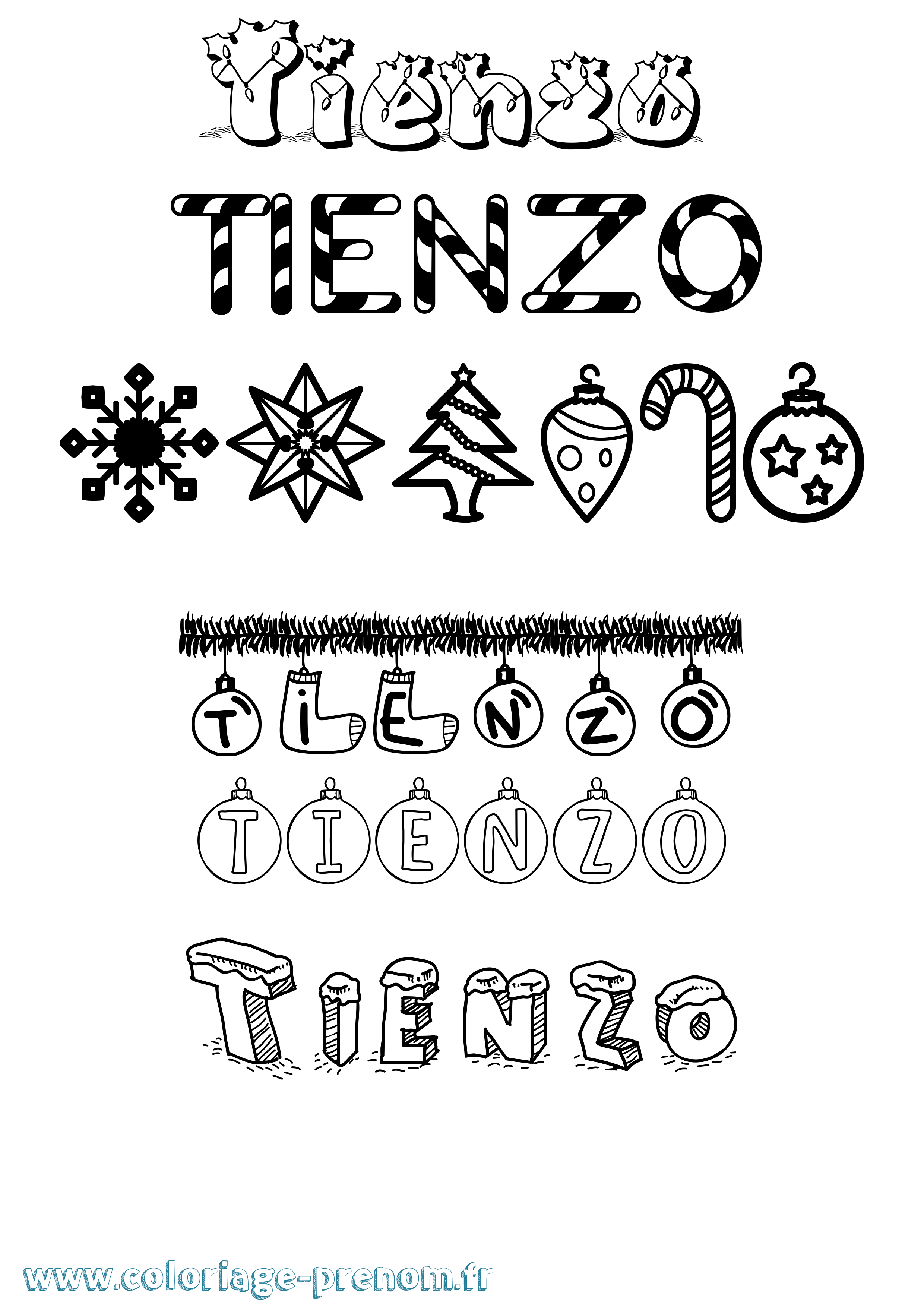 Coloriage Tienzo Noël Coloriage prénom Tienzo Noël
