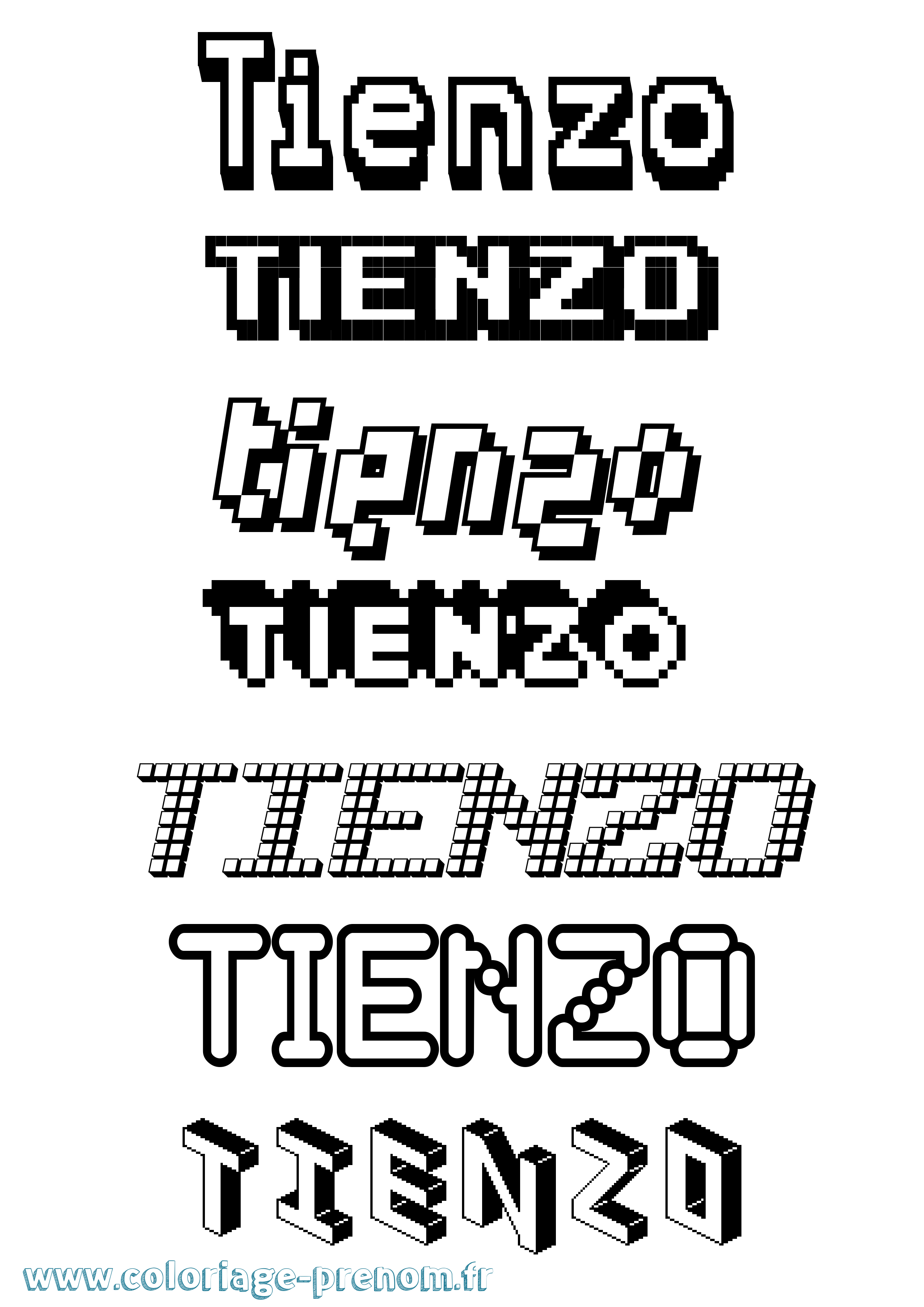 Coloriage Tienzo Pixel Coloriage prénom Tienzo Pixel