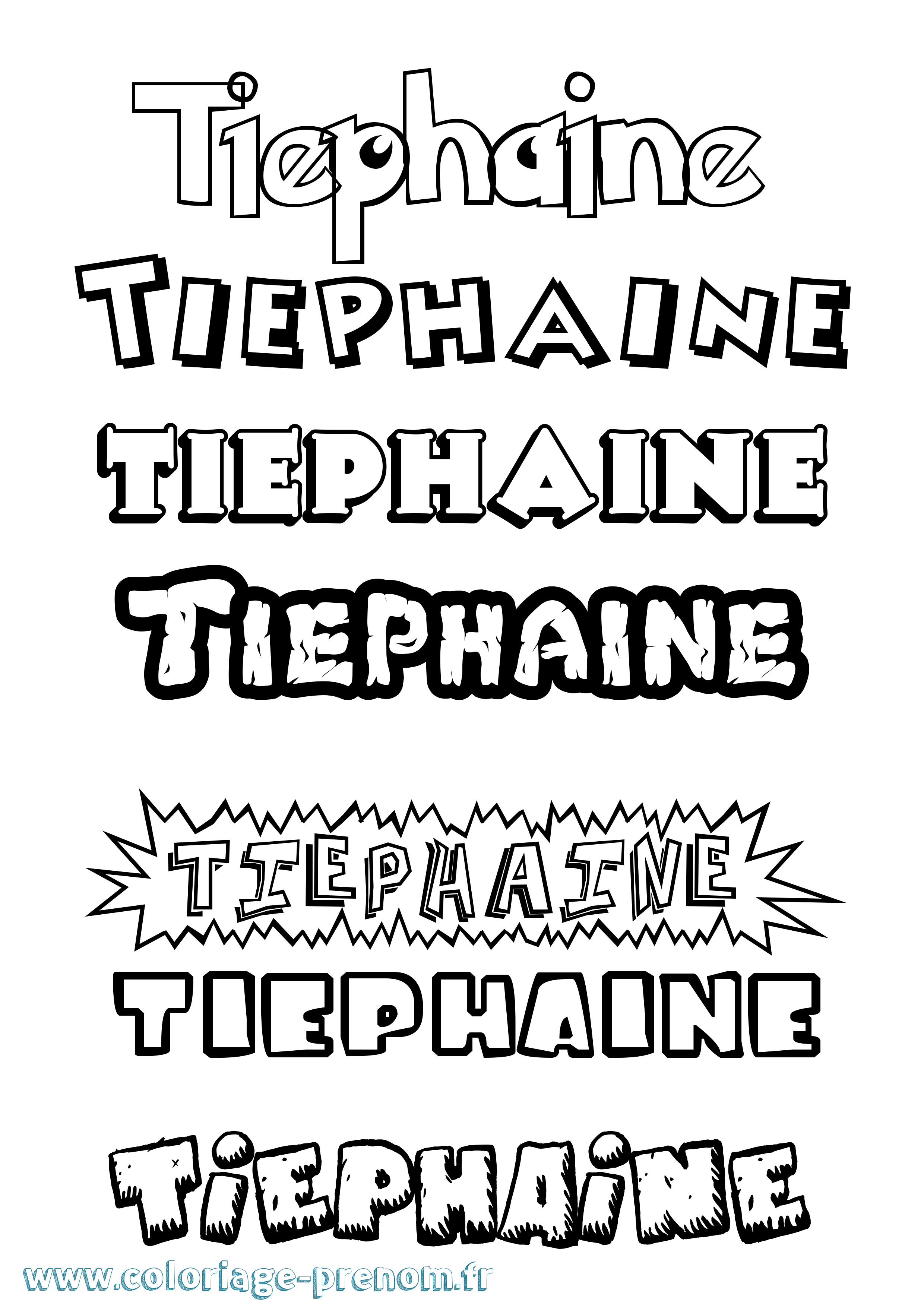 Coloriage Tiephaine Dessin Animé Coloriage prénom Tiephaine Dessin Animé