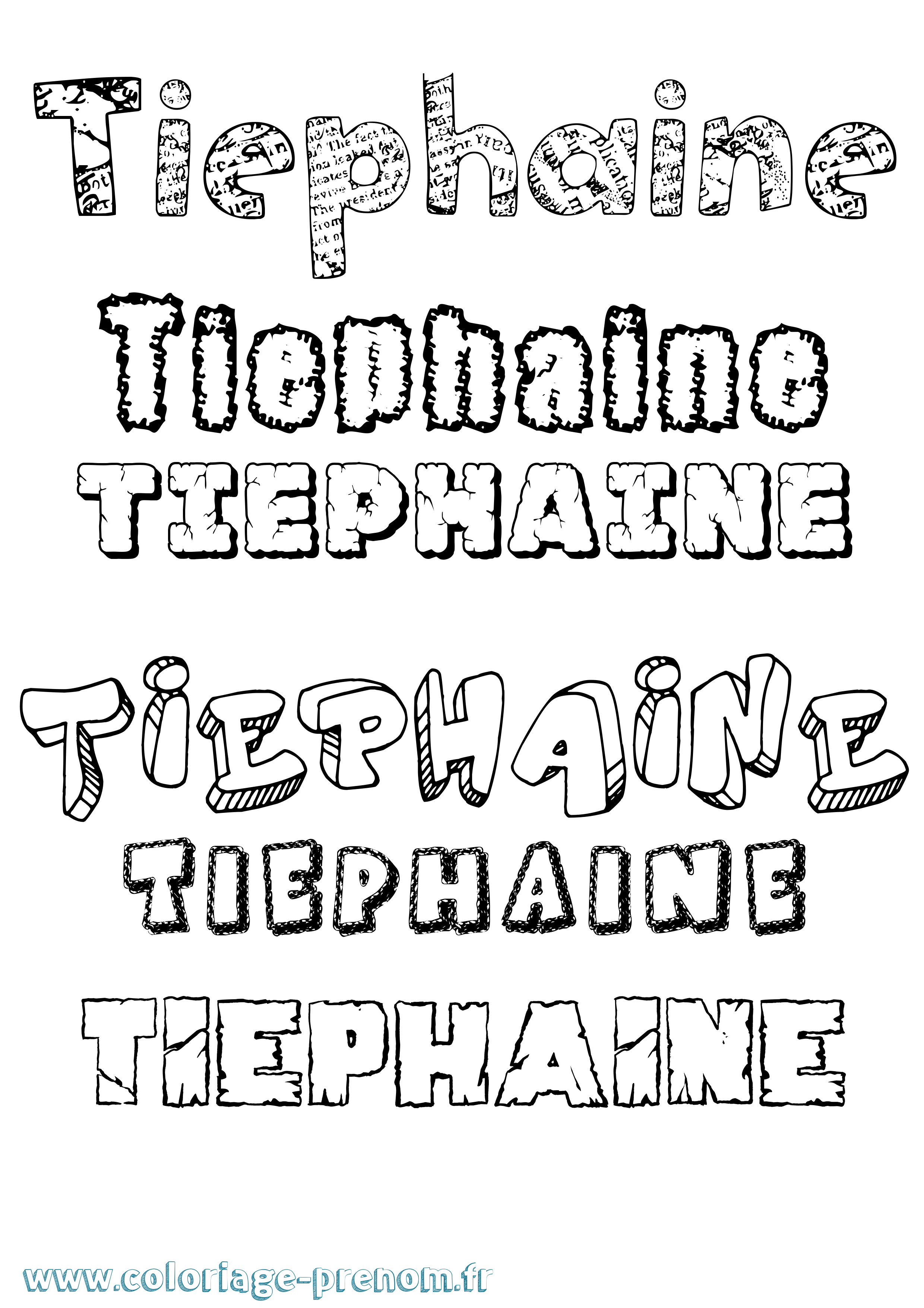 Coloriage Tiephaine Destructuré Coloriage prénom Tiephaine Destructuré
