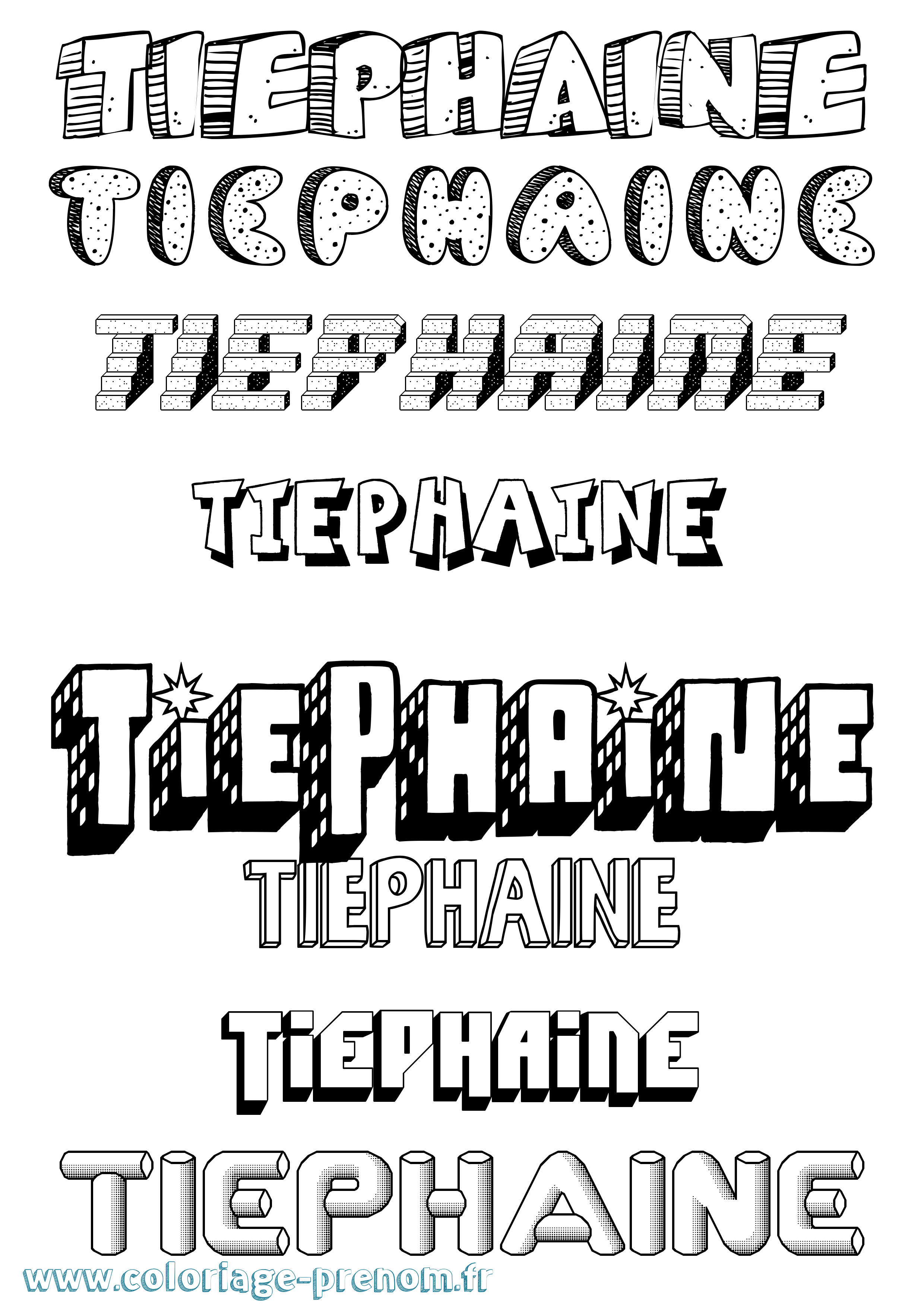 Coloriage Tiephaine Effet 3D Coloriage prénom Tiephaine Effet 3D