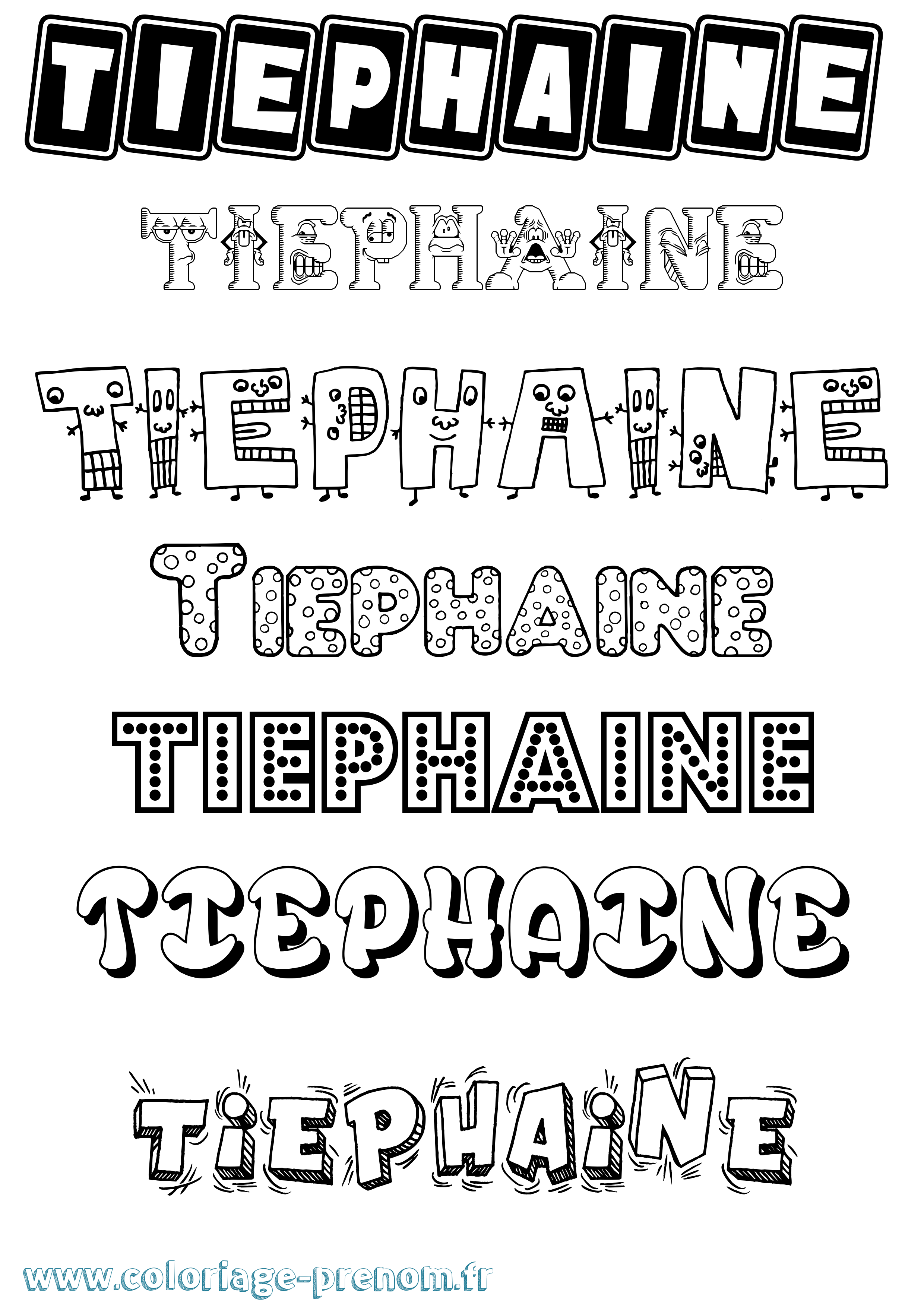 Coloriage Tiephaine Fun Coloriage prénom Tiephaine Fun
