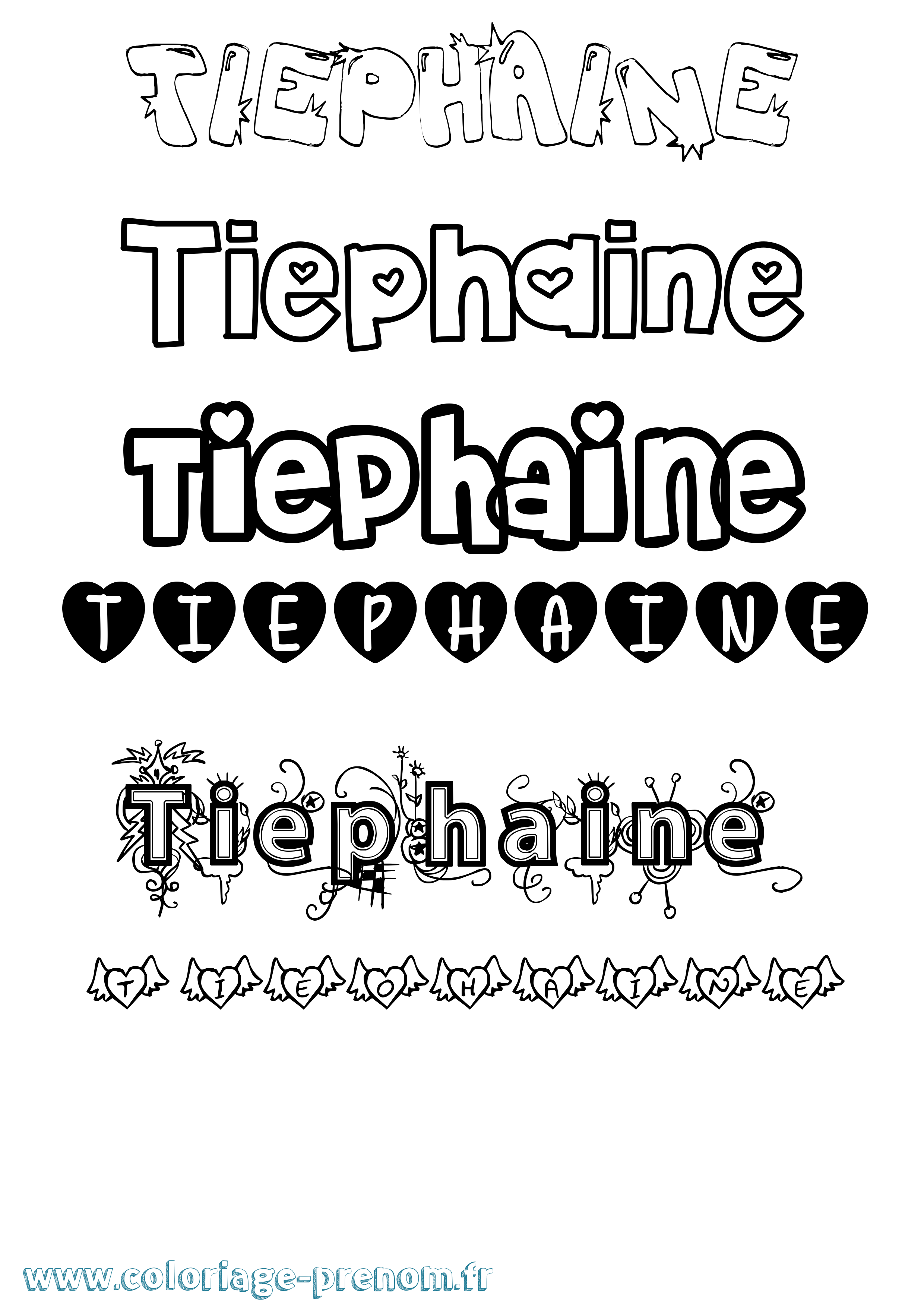 Coloriage Tiephaine Girly Coloriage prénom Tiephaine Girly